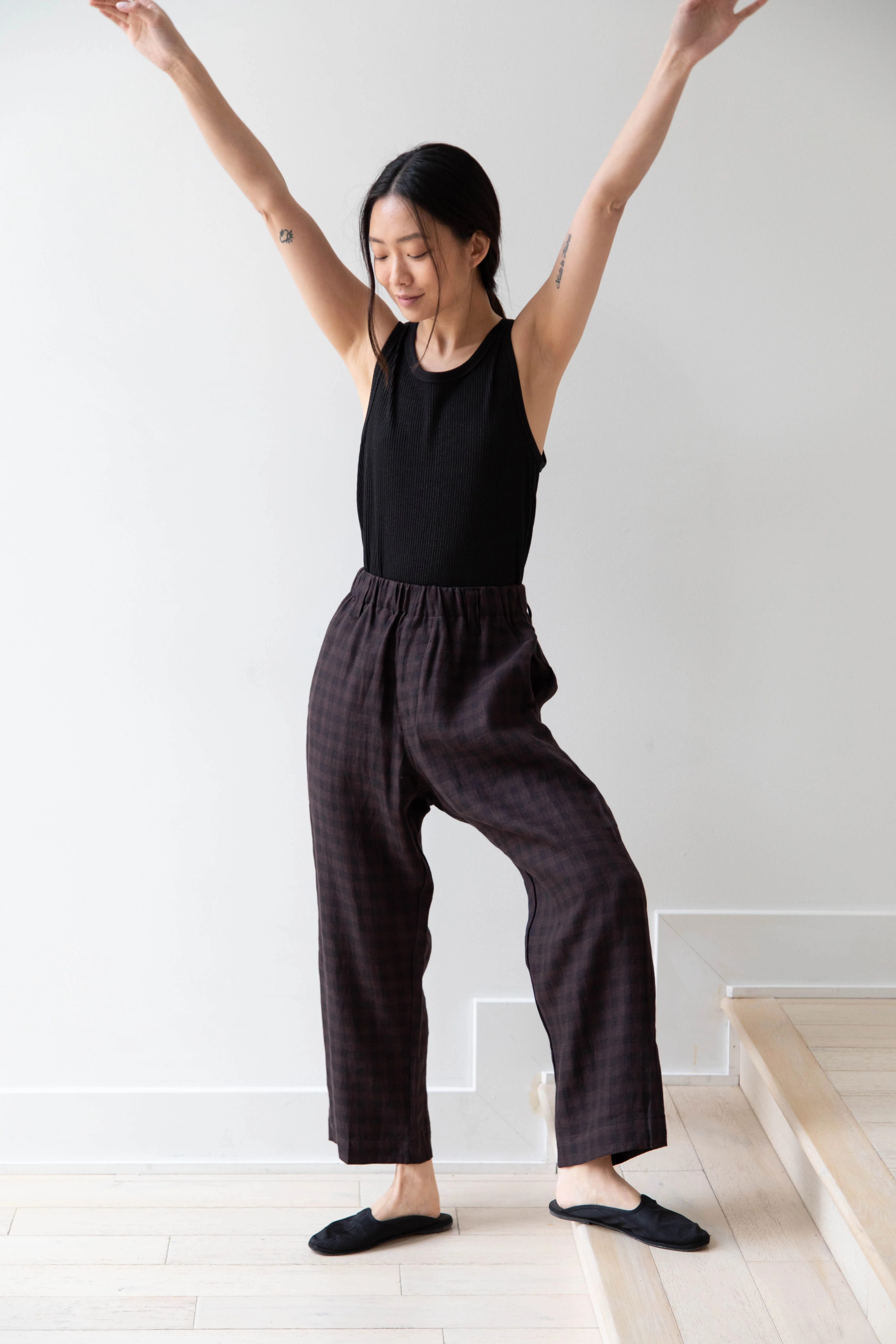 Evan Kinori Elastic Pants in Check - Image 5