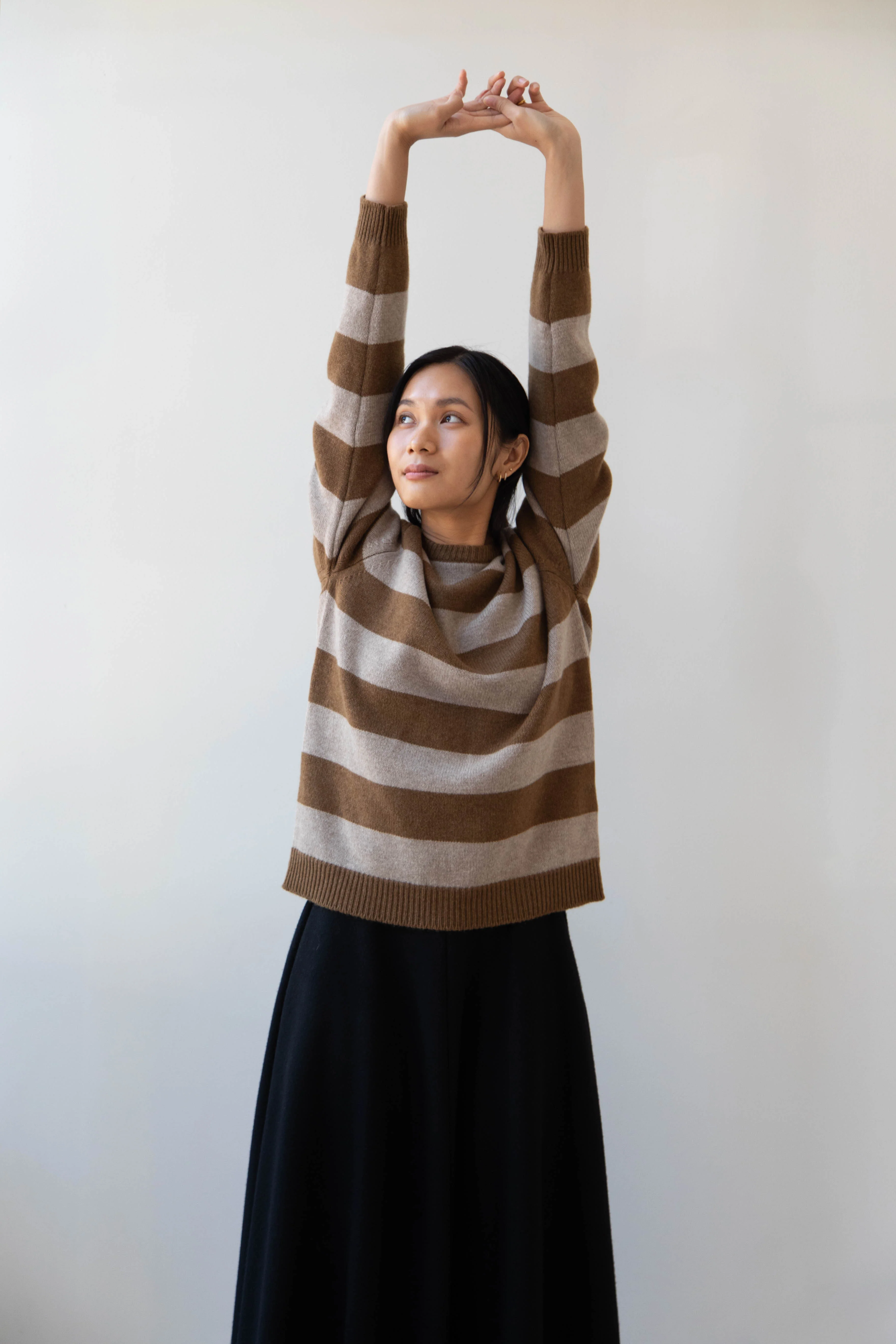 Evan Kinori | Striped Sweater in Dark Ochre & Oat - Image 13