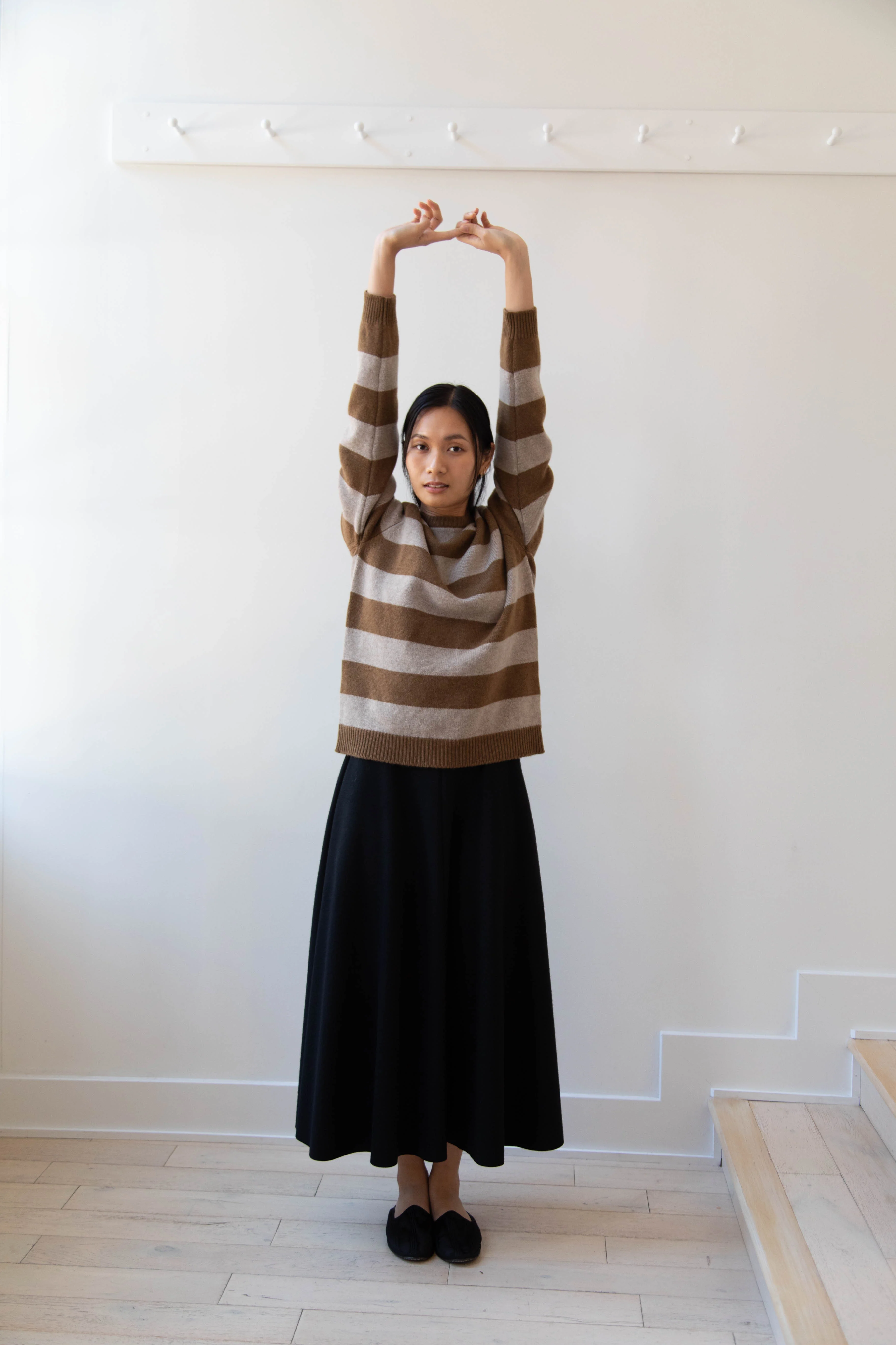 Evan Kinori | Striped Sweater in Dark Ochre & Oat - Image 18