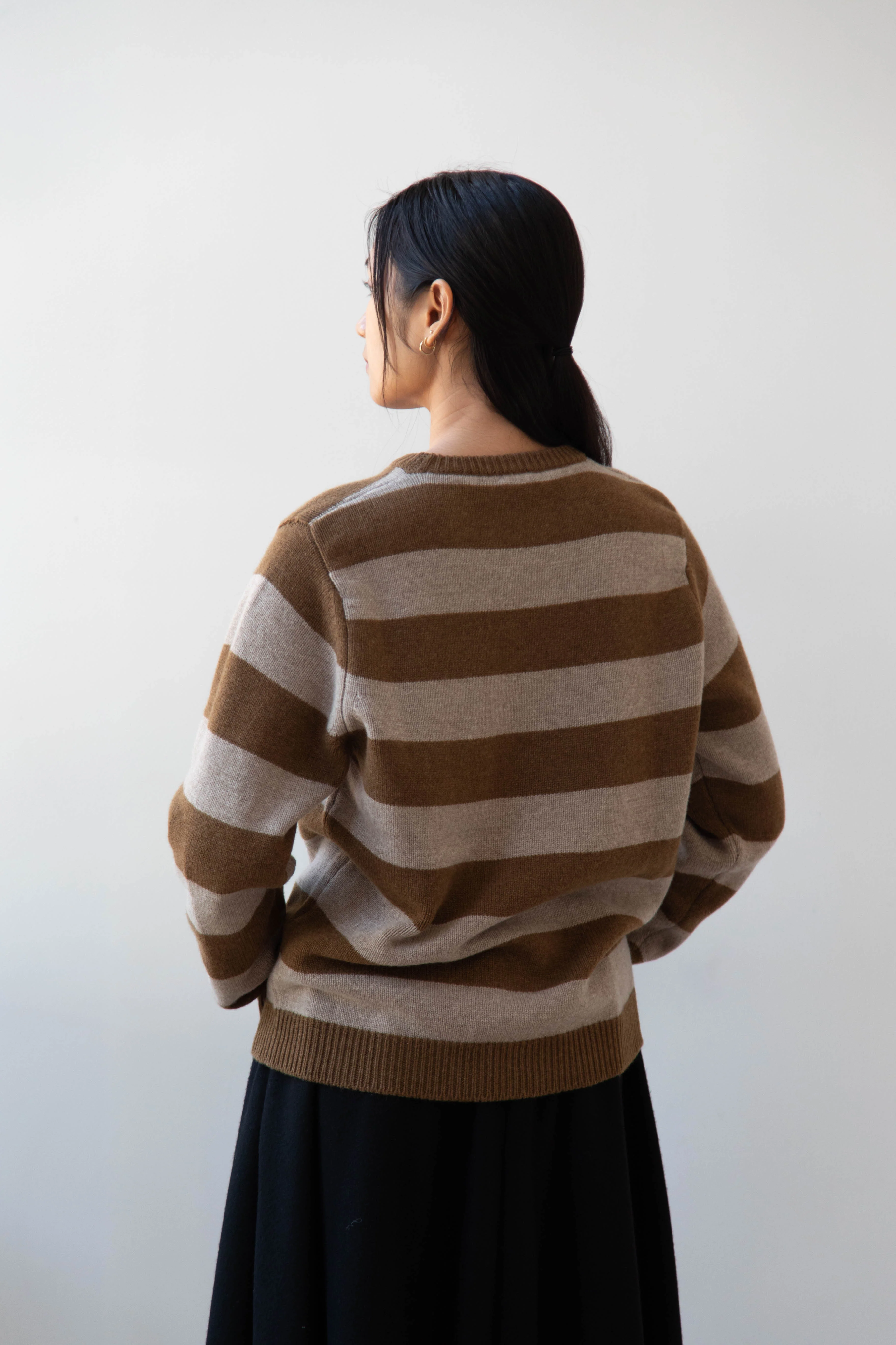 Evan Kinori | Striped Sweater in Dark Ochre & Oat - Image 31