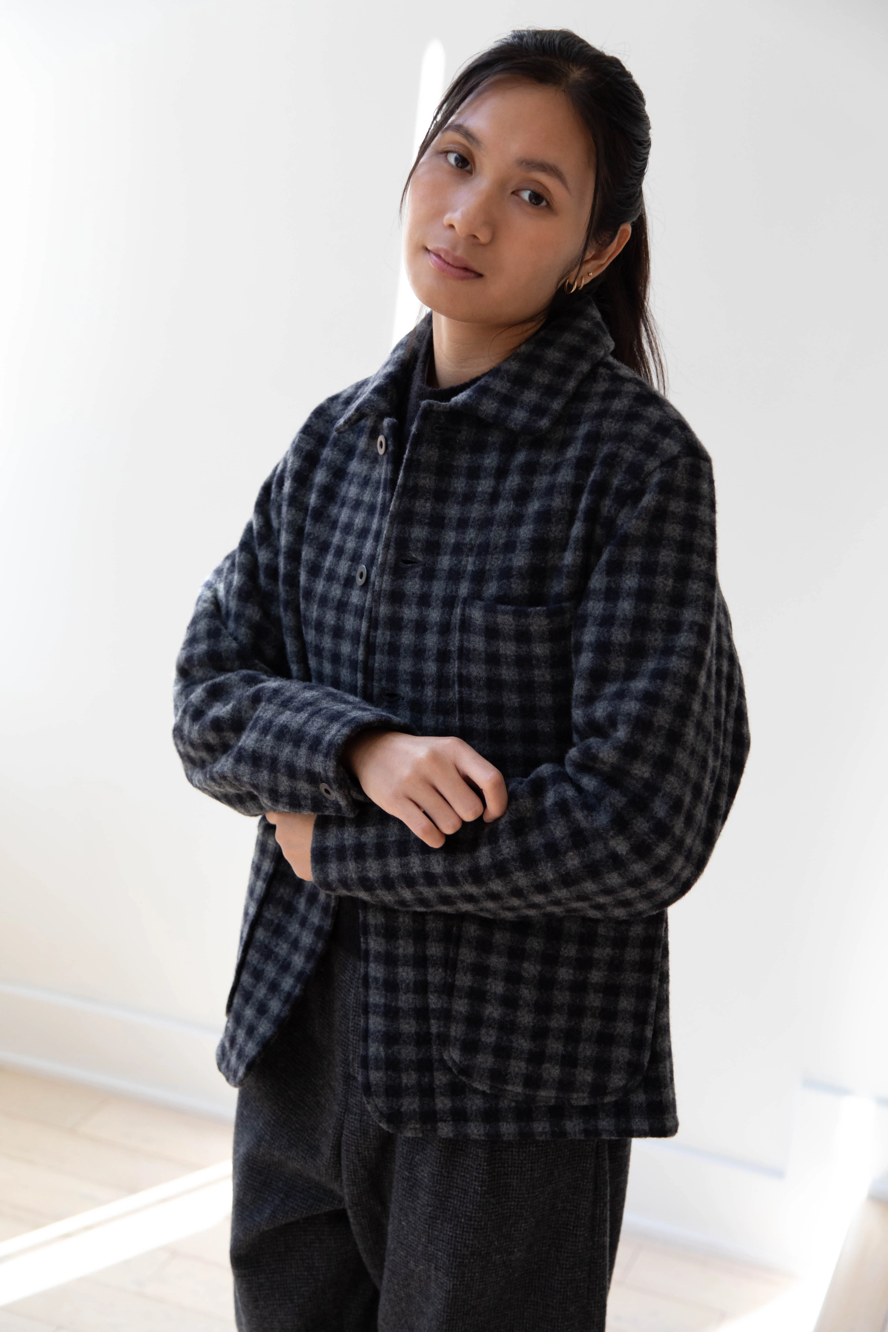 Evan Kinori | Three Pocket Jacket in Brushed Cashmere Wool Check - Image 14