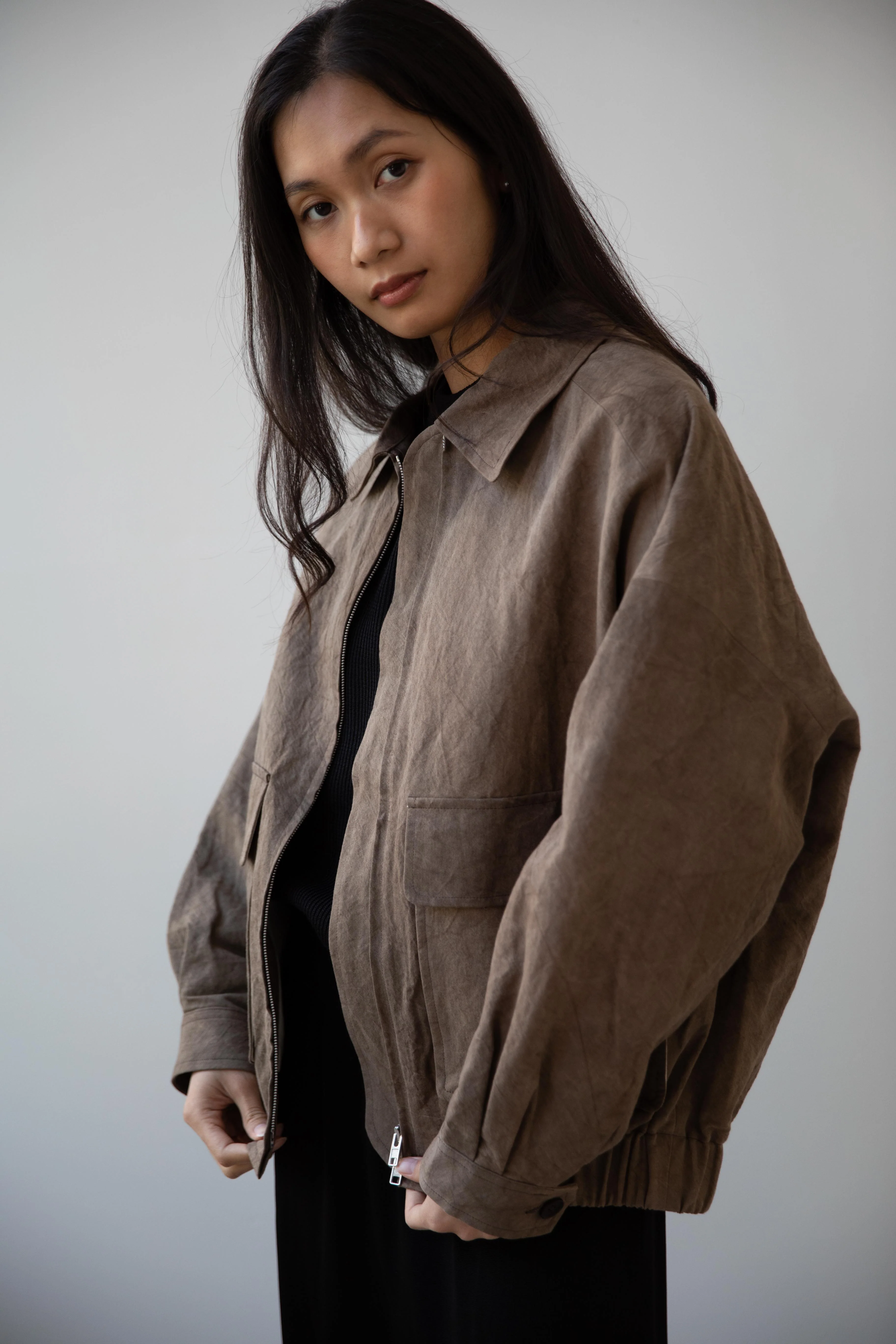 Evan Kinori | Zip Jacket Two in Brown - Image 2