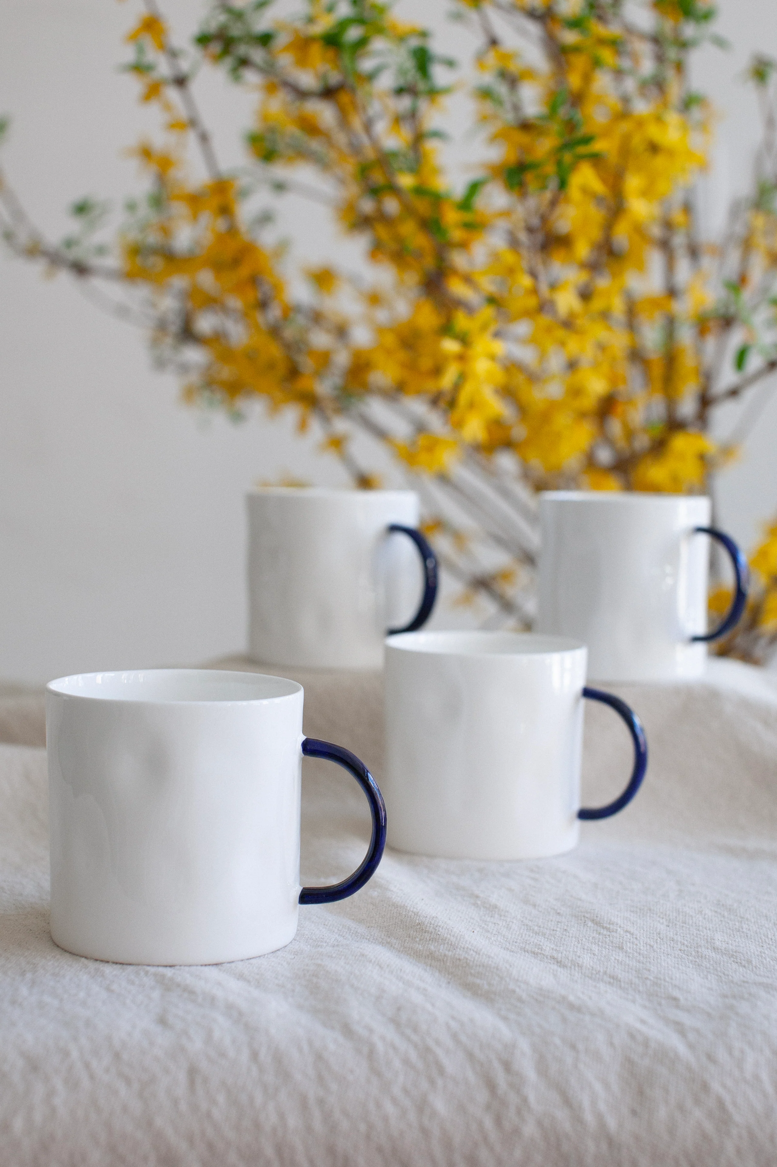 Feldspar | Set of Four Tea Mugs in Cobalt & White - Image 4