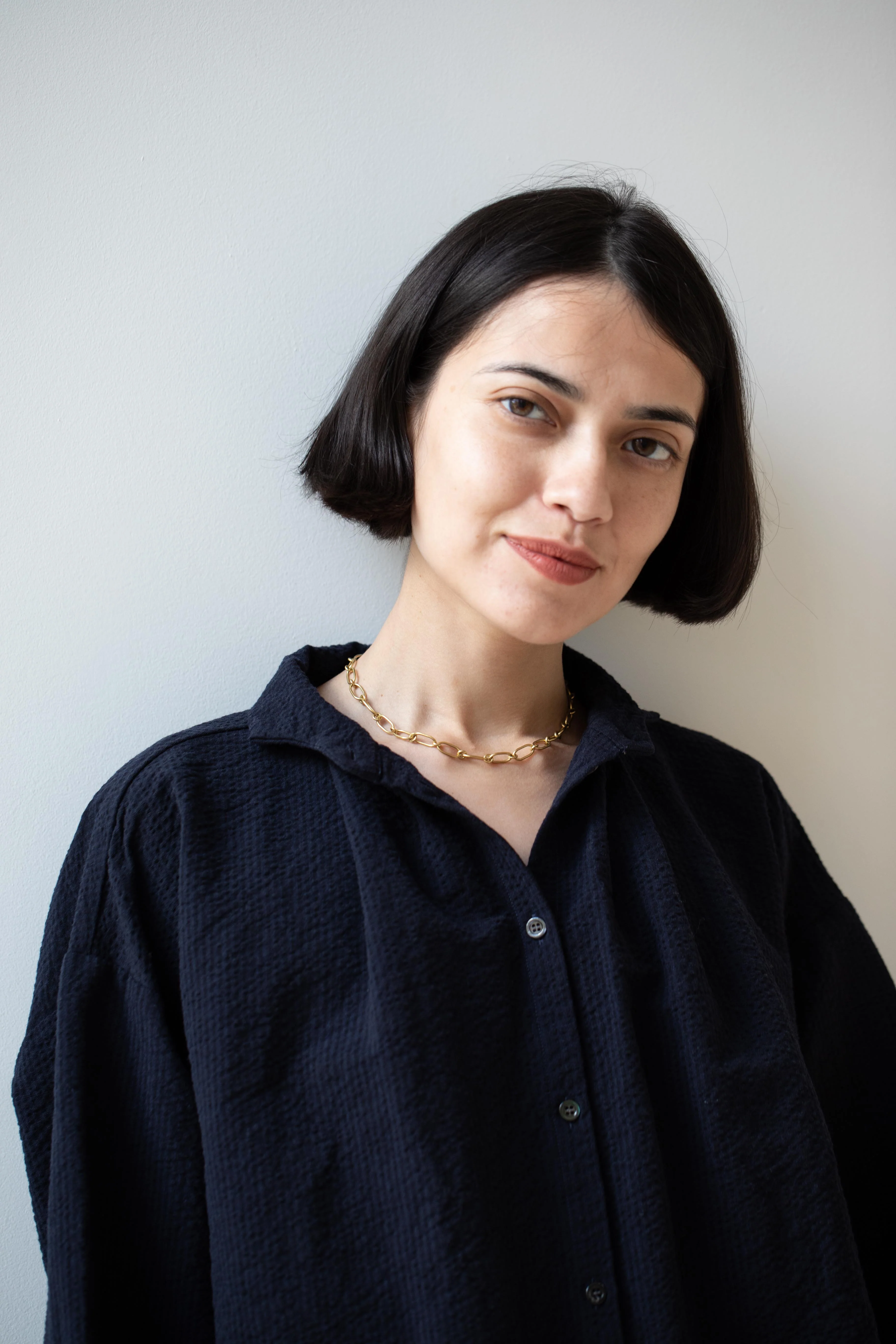 Gallego Desportes | Antik Seersucker Cotton Shirt Navy - Image 27