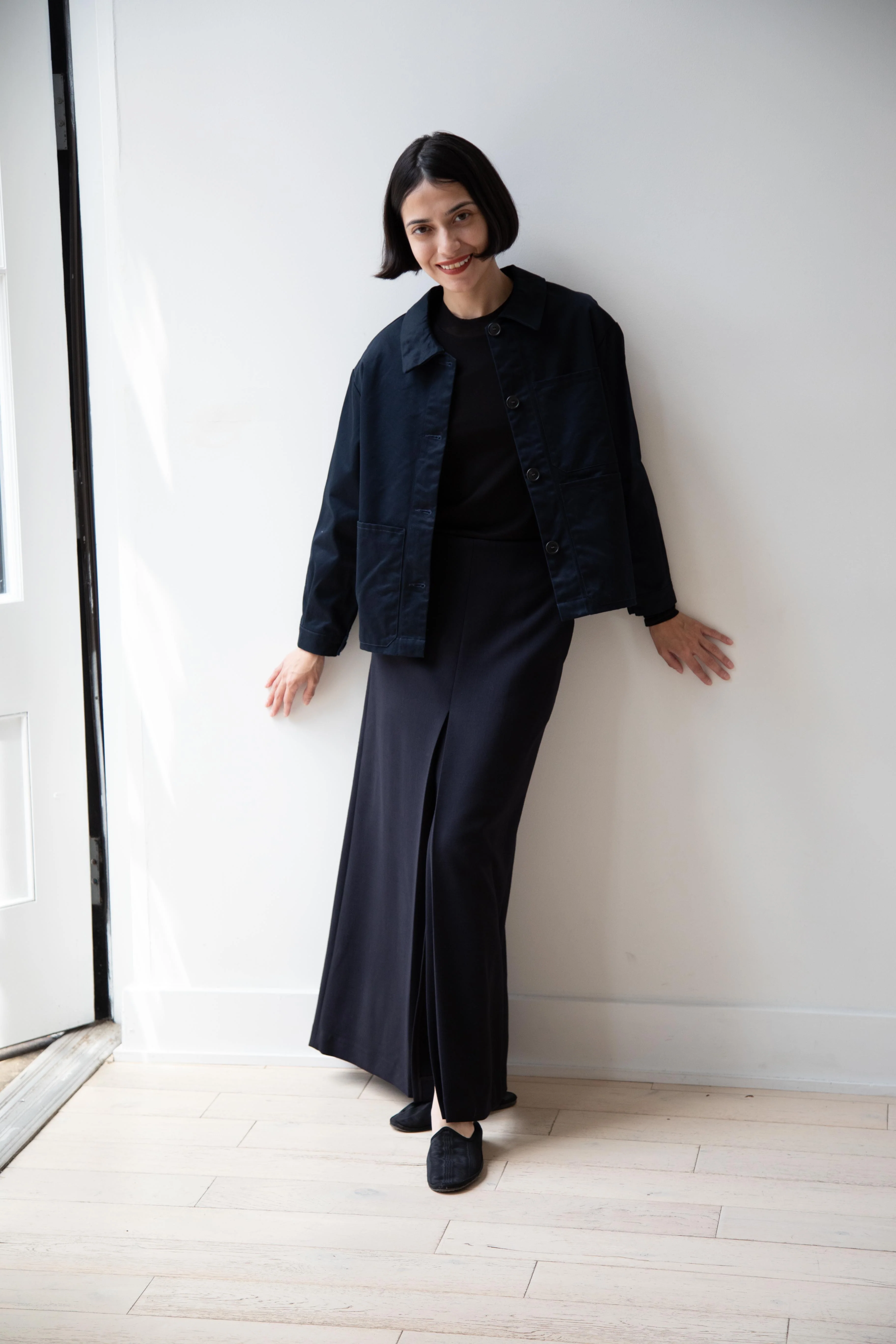 Gallego Desportes | Cotton Gabardine Work Jacket in Navy - Image 5