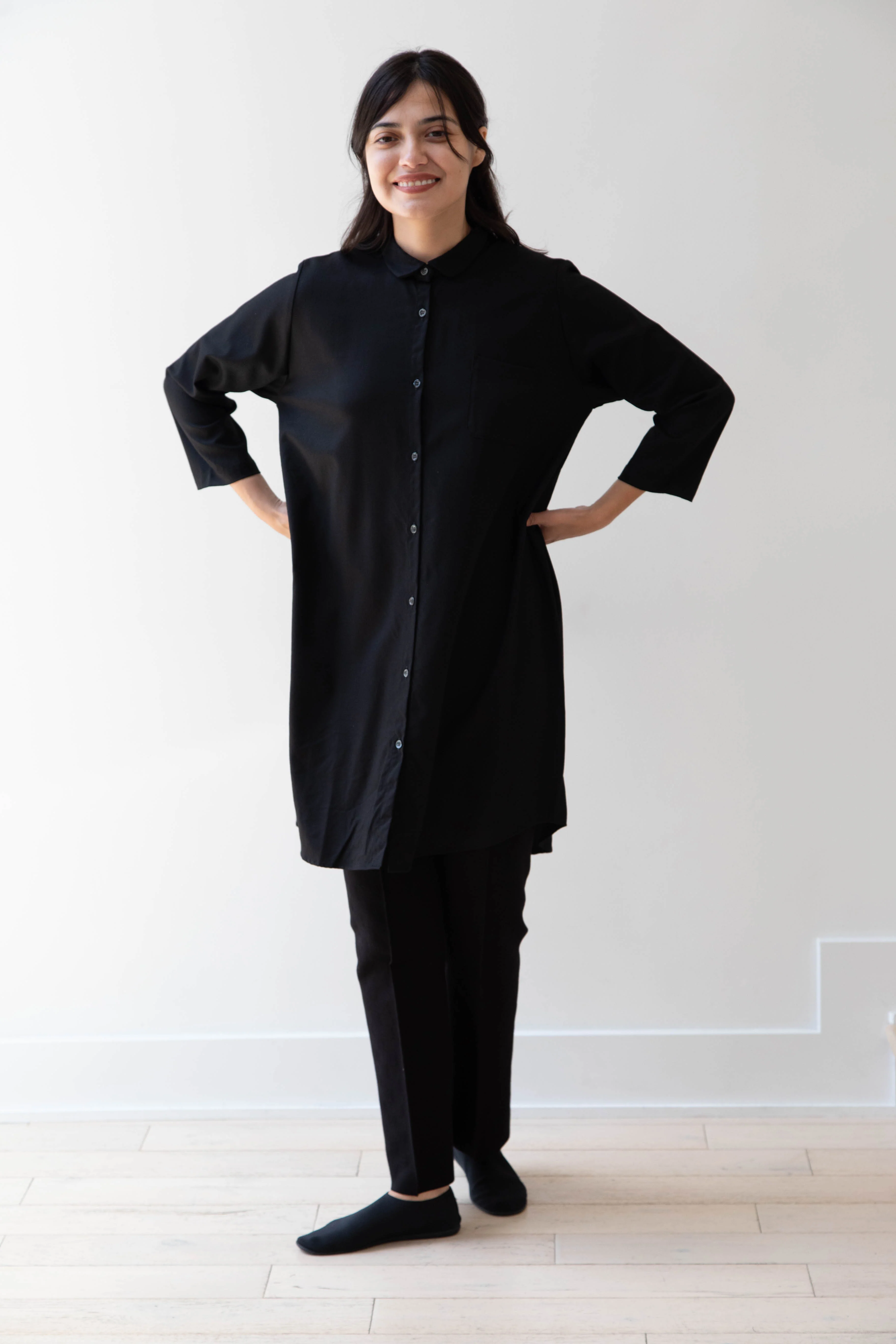 Gallego Desportes | Peter Pan Collar Tunic in Black Wool - Image 19