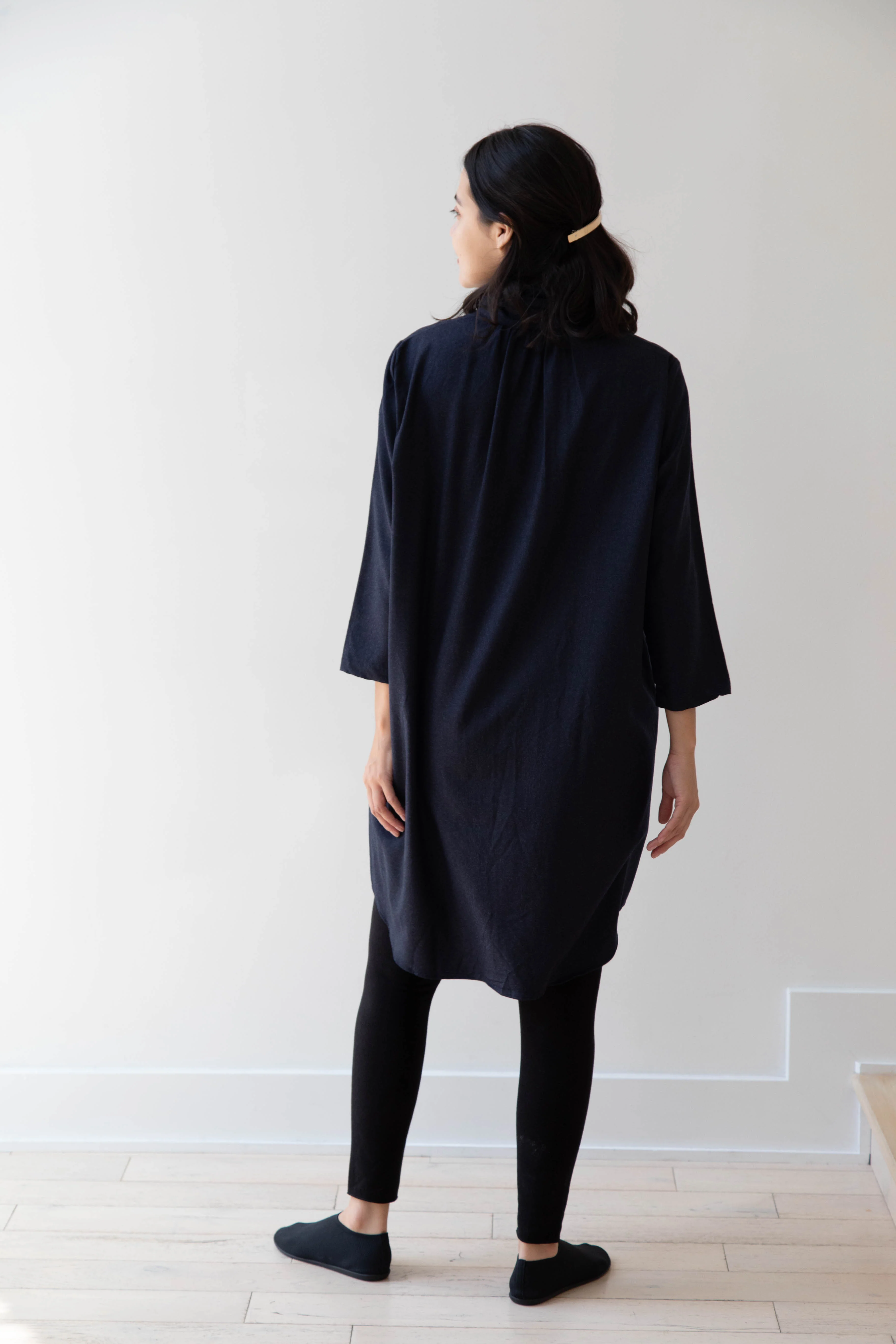 Gallego Desportes | Peter Pan Collar Tunic in Navy Wool - Image 8