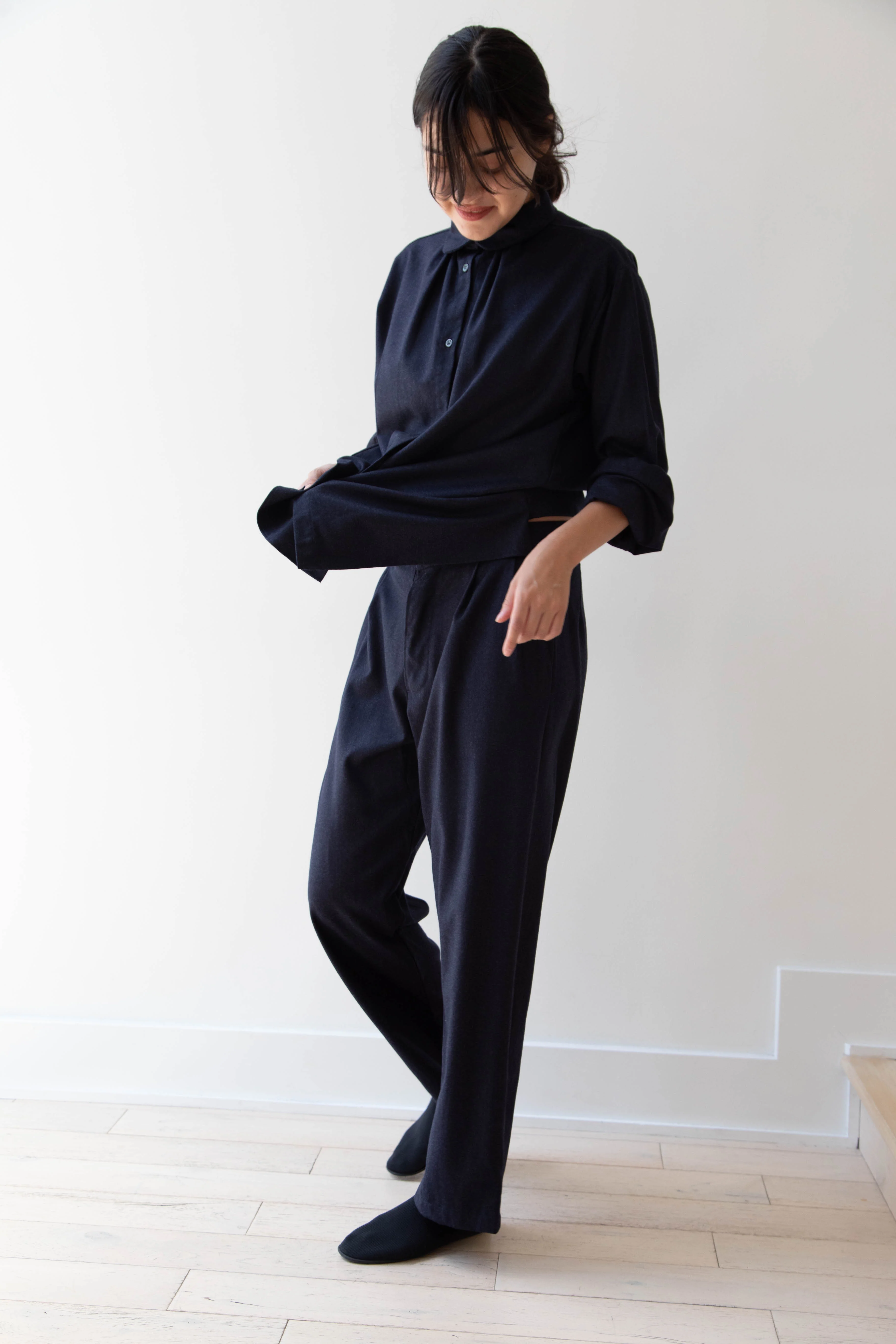 Gallego Desportes | Pleat Pants in Navy Wool - Image 20