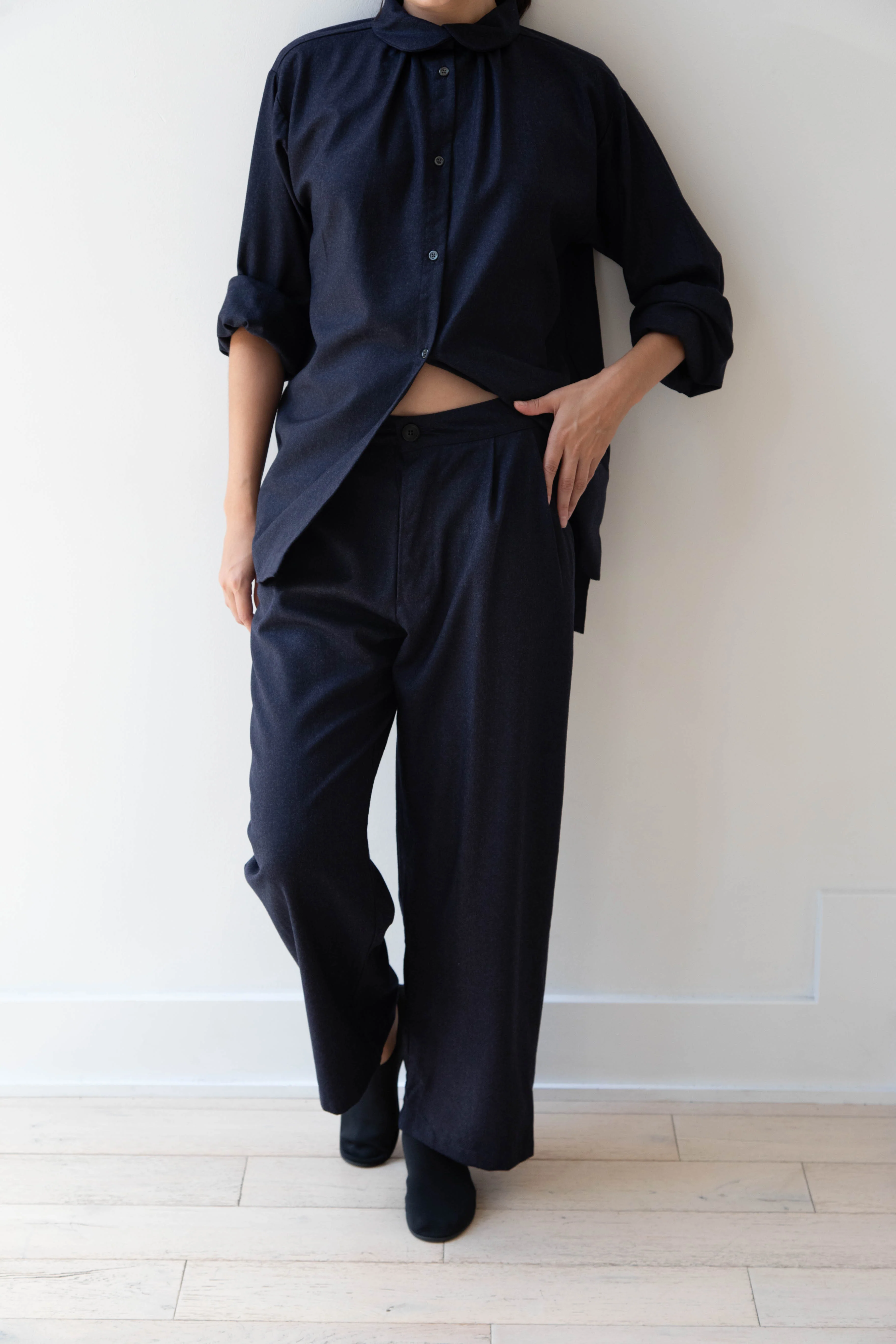Gallego Desportes | Pleat Pants in Navy Wool - Image 21