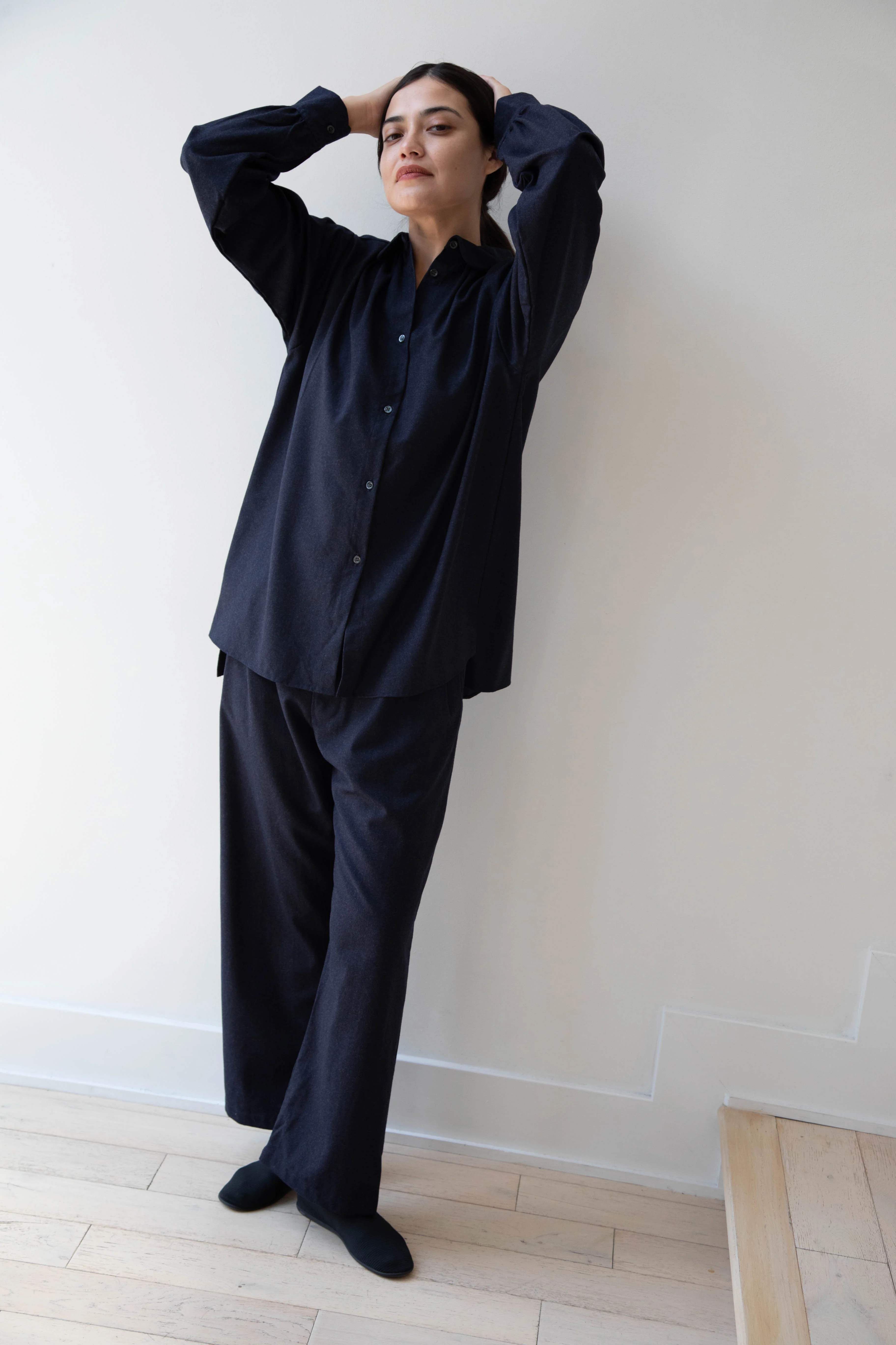 Gallego Desportes | Pleat Pants in Navy Wool - Image 48