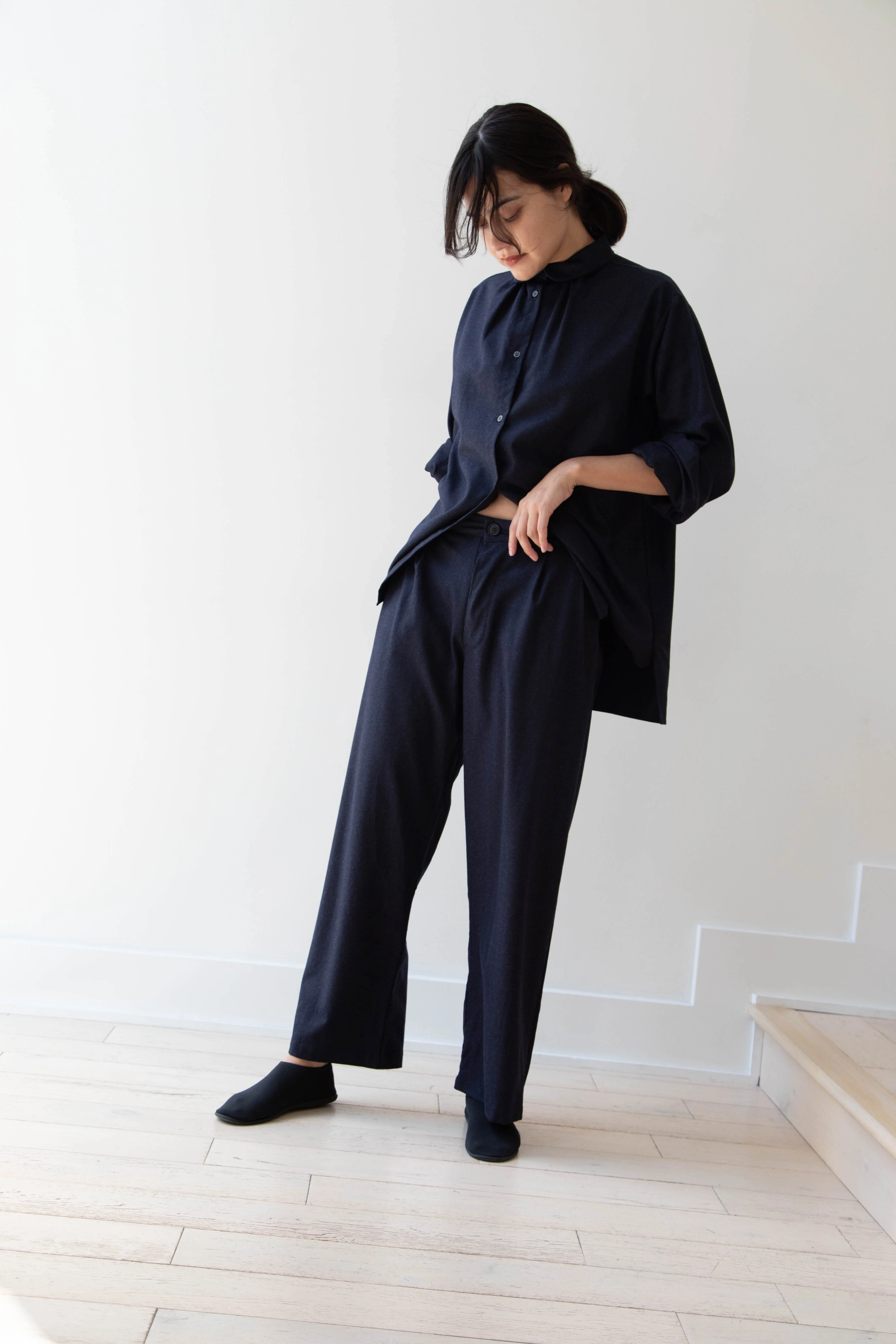 Gallego Desportes | Pleat Pants in Navy Wool - Image 9