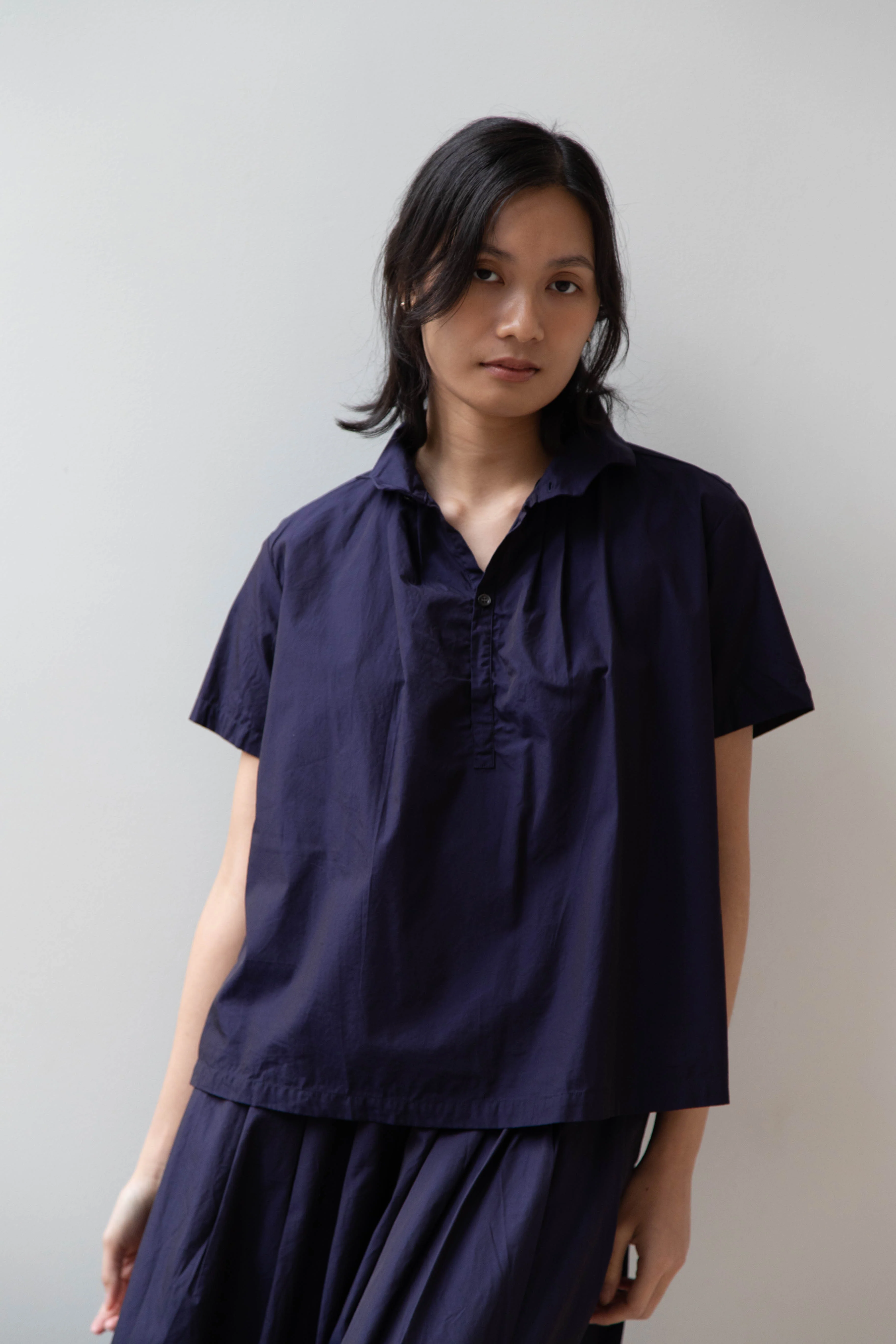 Gallego Desportes | Short Sleeve Mini Red Cross Shirt in Navy - Image 22