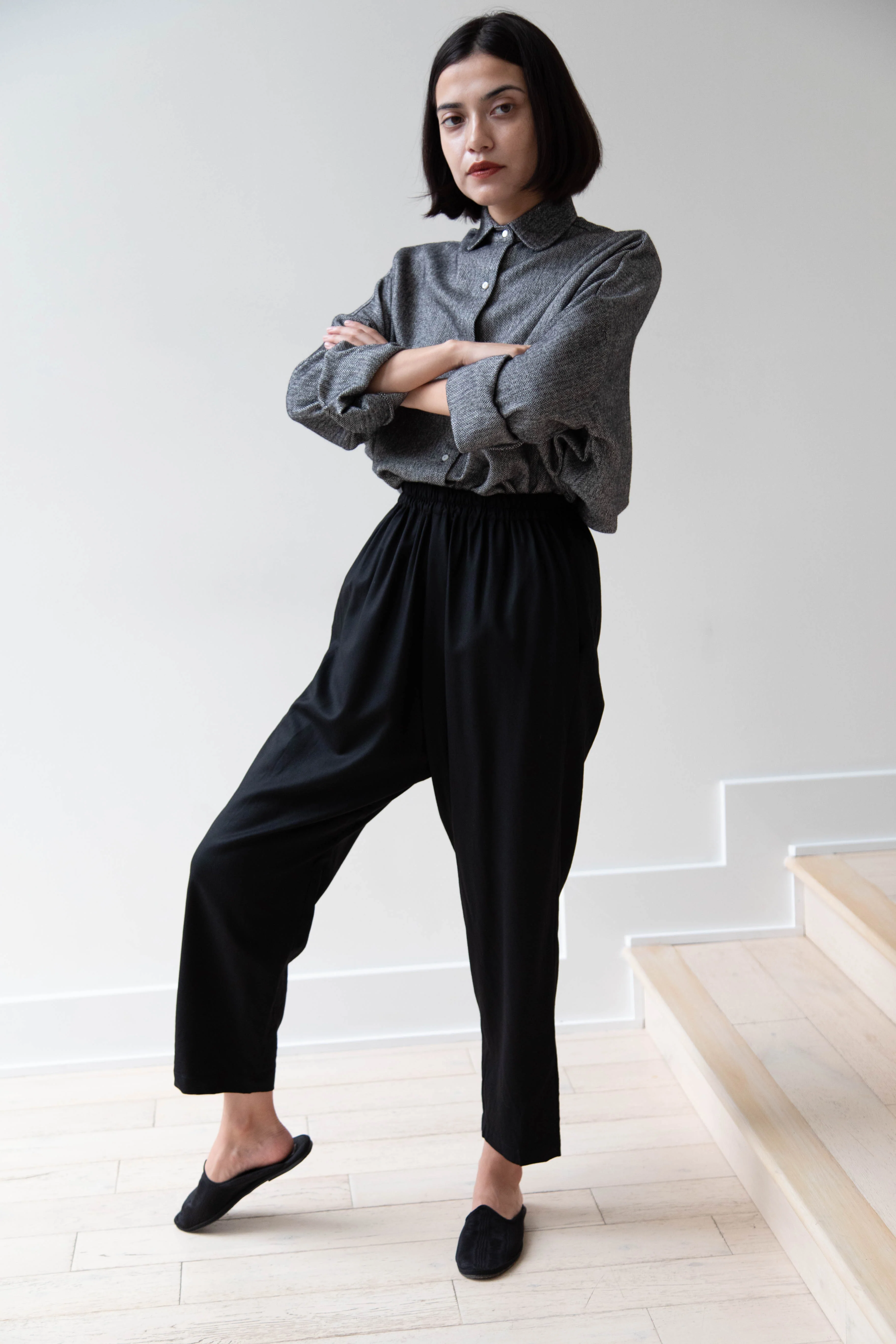 Gallego Desportes | Tapered Trouser in Black Wool - Image 9