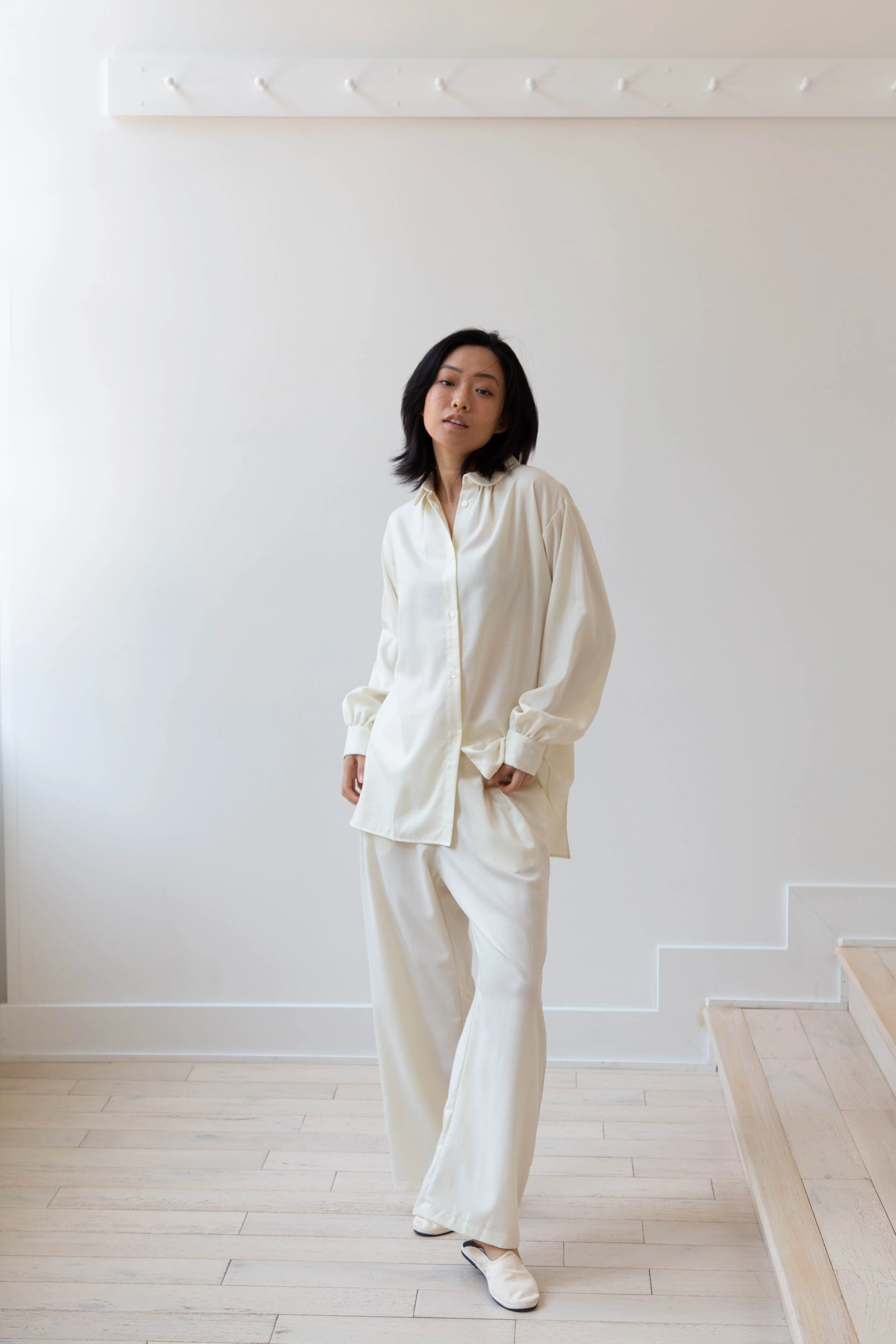 Gallego Desportes Wide Leg Trouser in Cream - Image 10