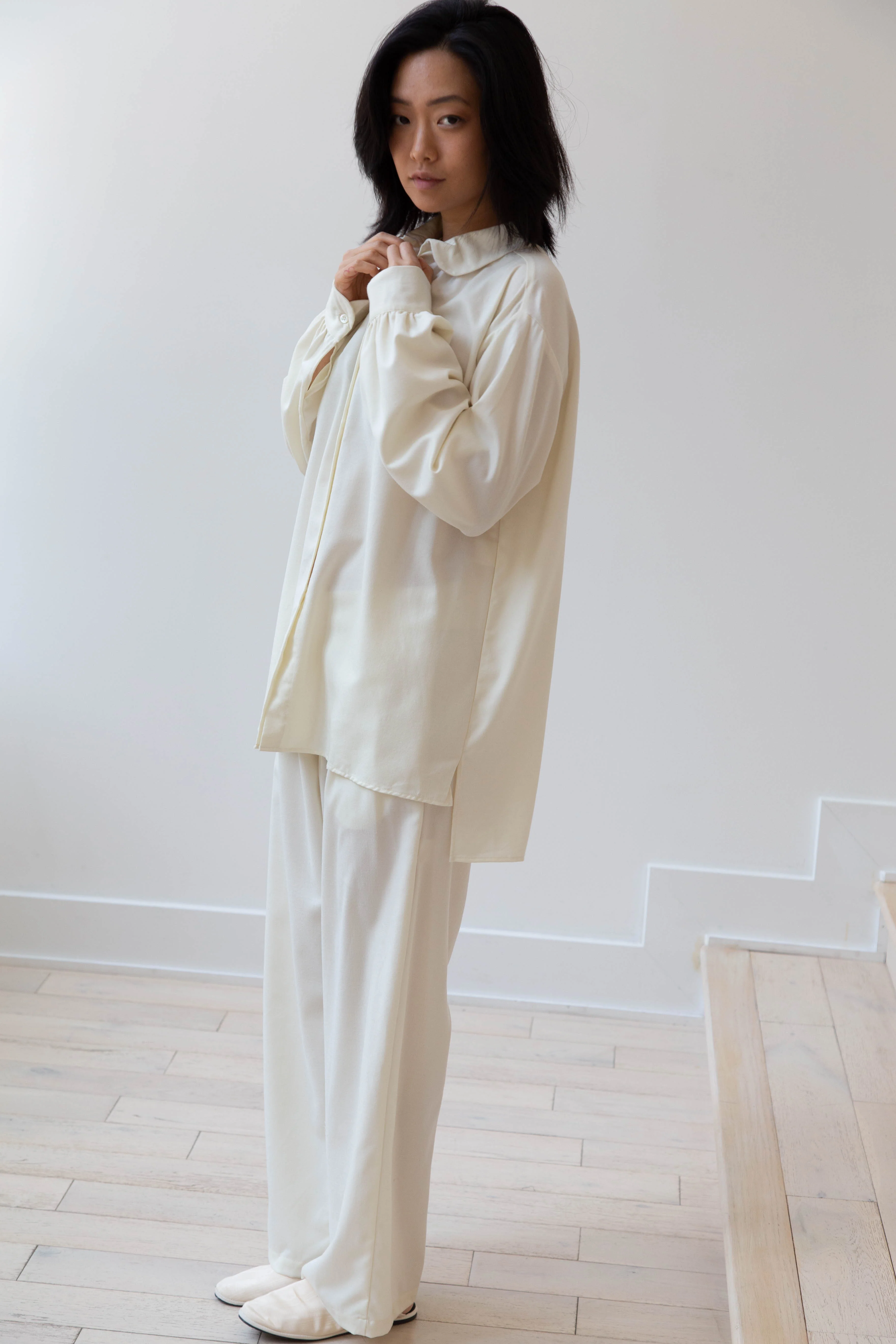 Gallego Desportes Wide Leg Trouser in Cream - Image 13