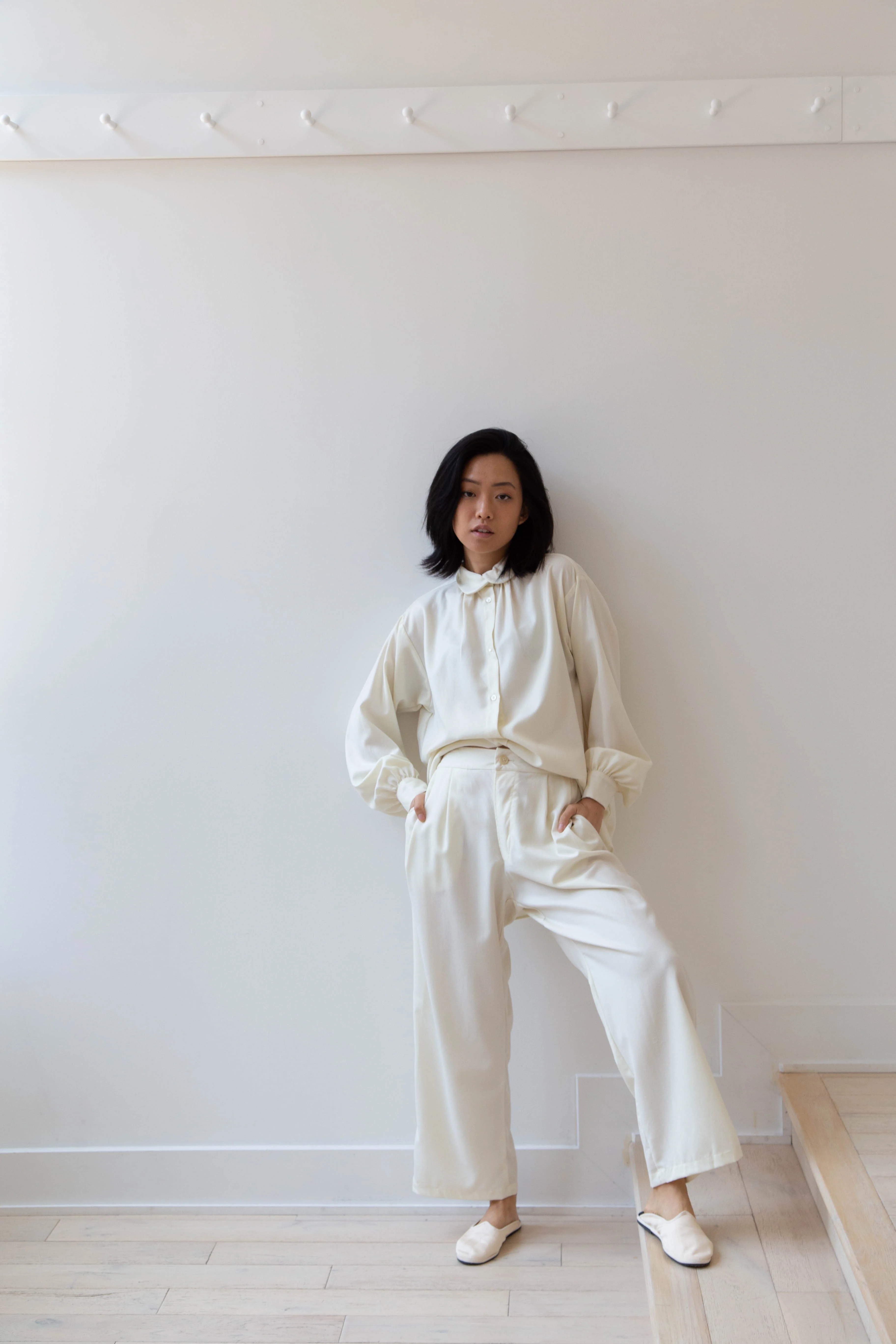 Gallego Desportes Wide Leg Trouser in Cream - Image 20
