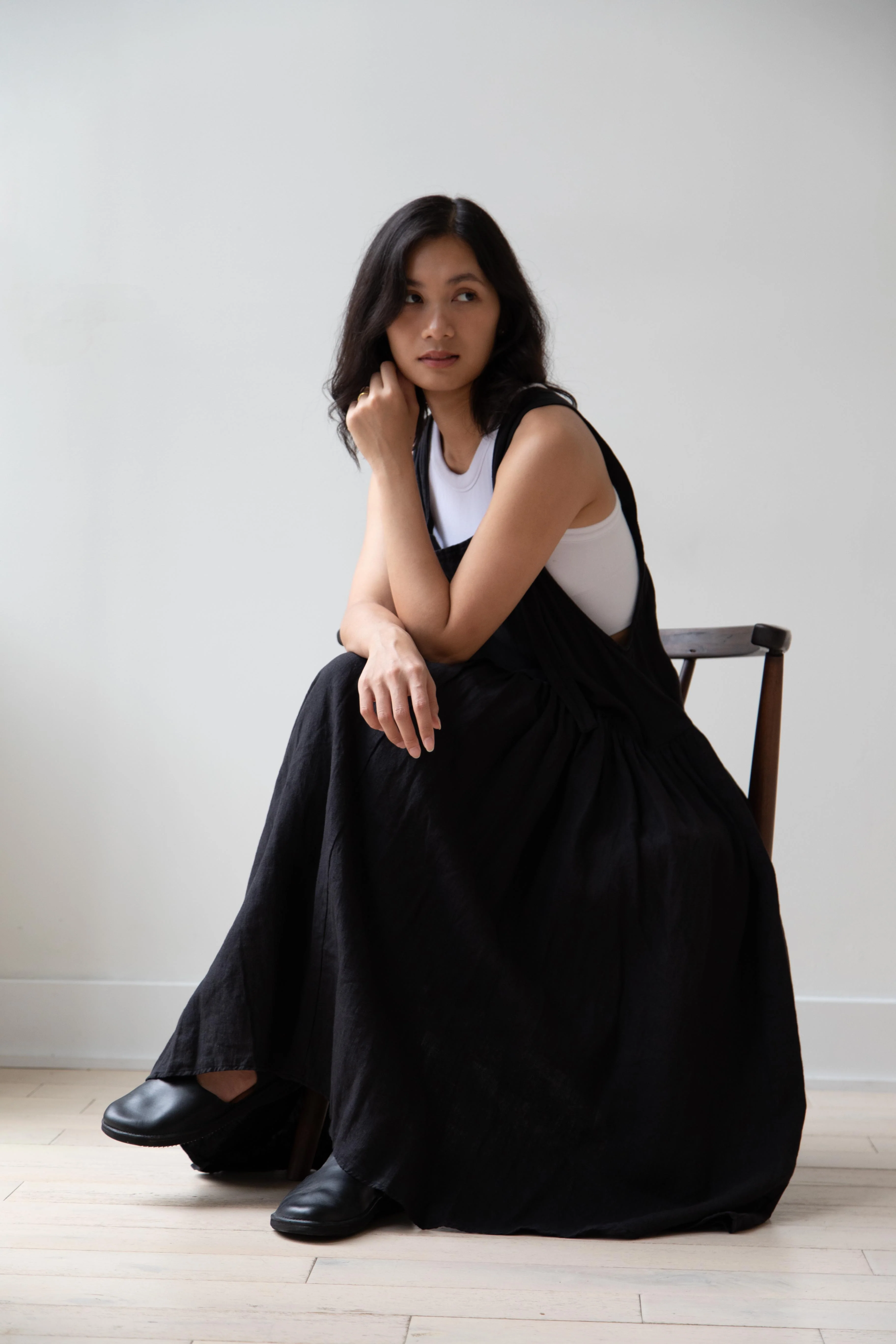 Gauze | Gathered Linen Apron Dress - Image 13