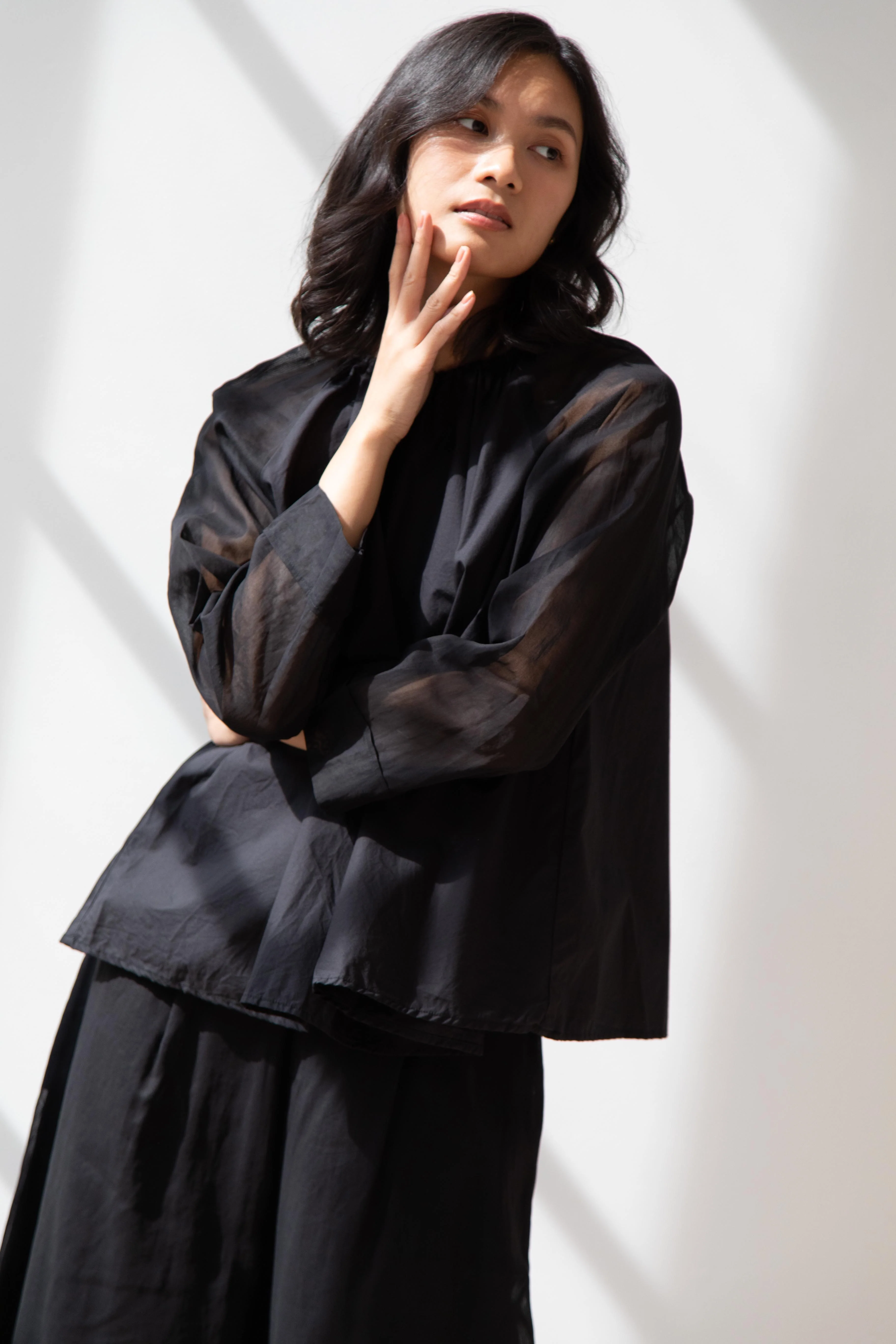 Gauze | Organdy Modernist Blouse in Black - Image 10