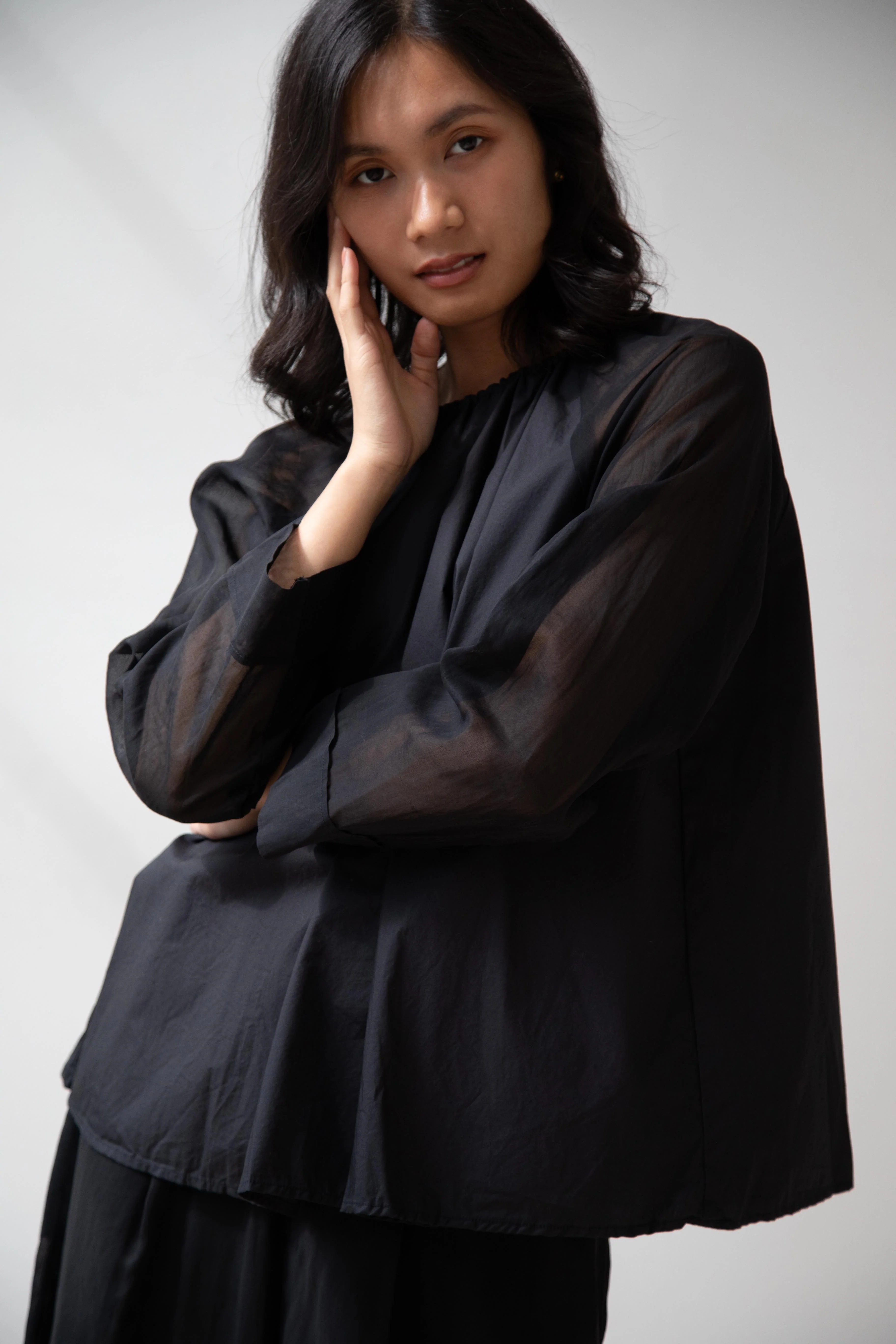 Gauze | Organdy Modernist Blouse in Black - Image 22