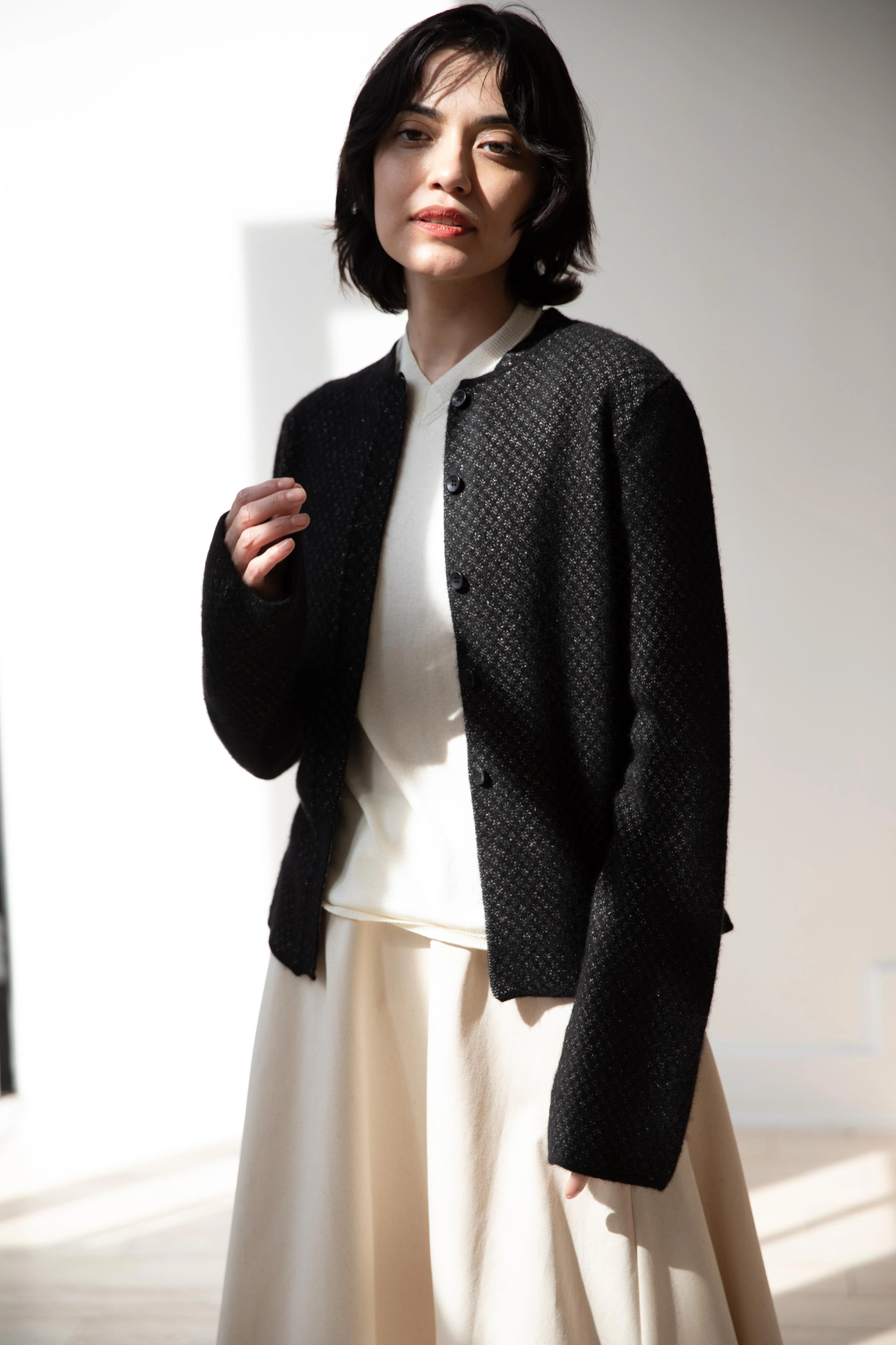 Grey's | Fitted Pointelle Jacket in Black - Image 10