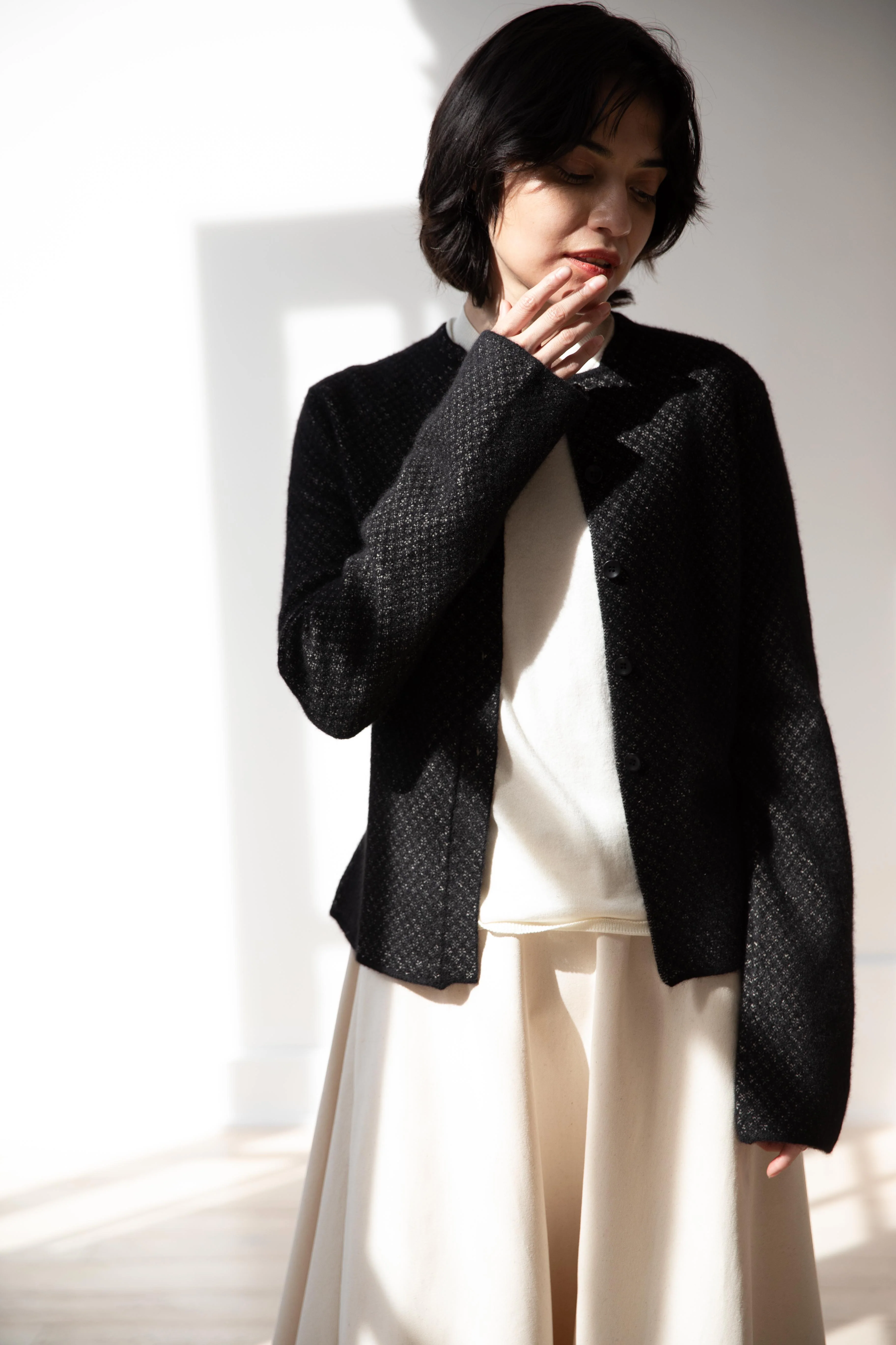 Grey's | Fitted Pointelle Jacket in Black - Image 12