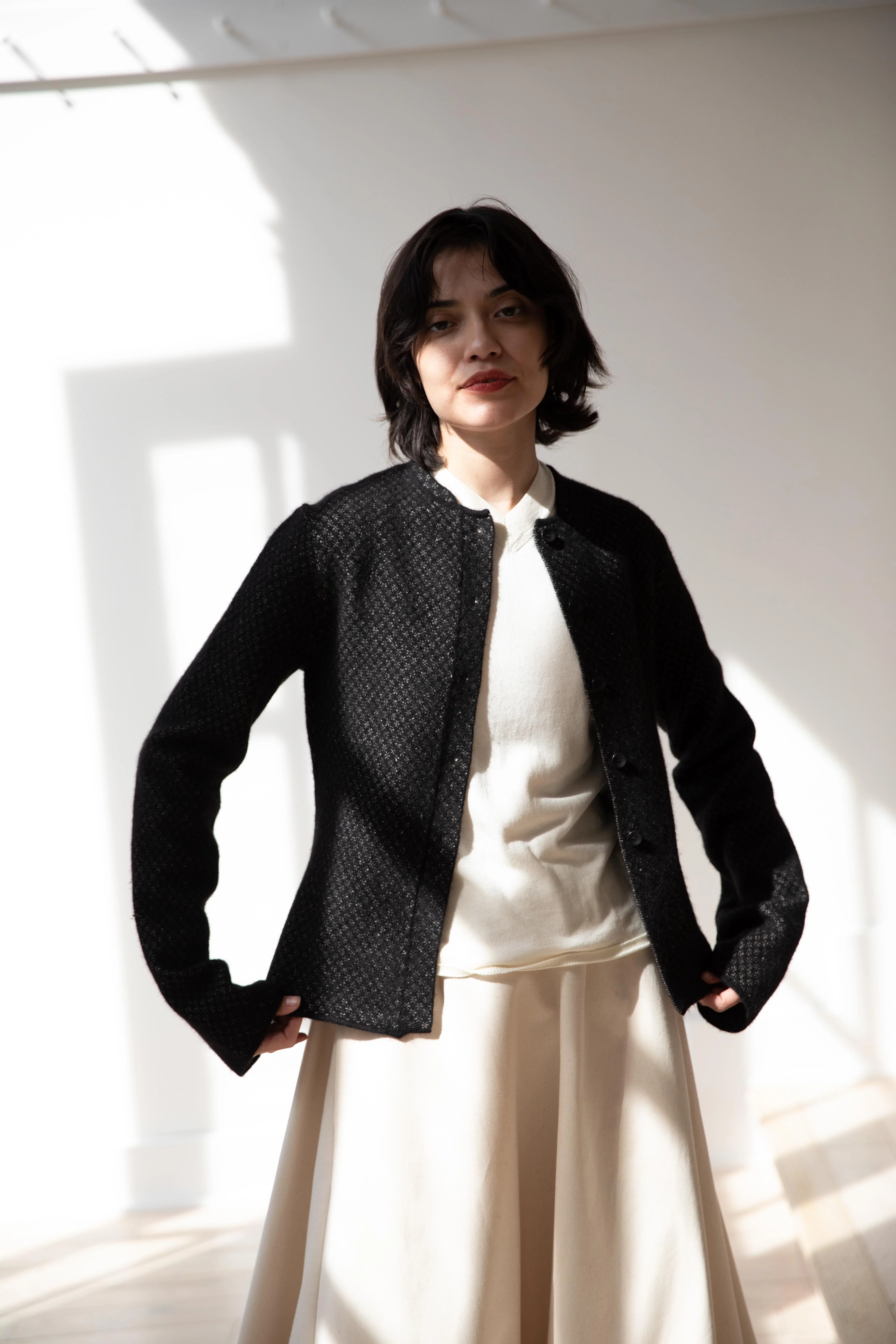 Grey's | Fitted Pointelle Jacket in Black - Image 13