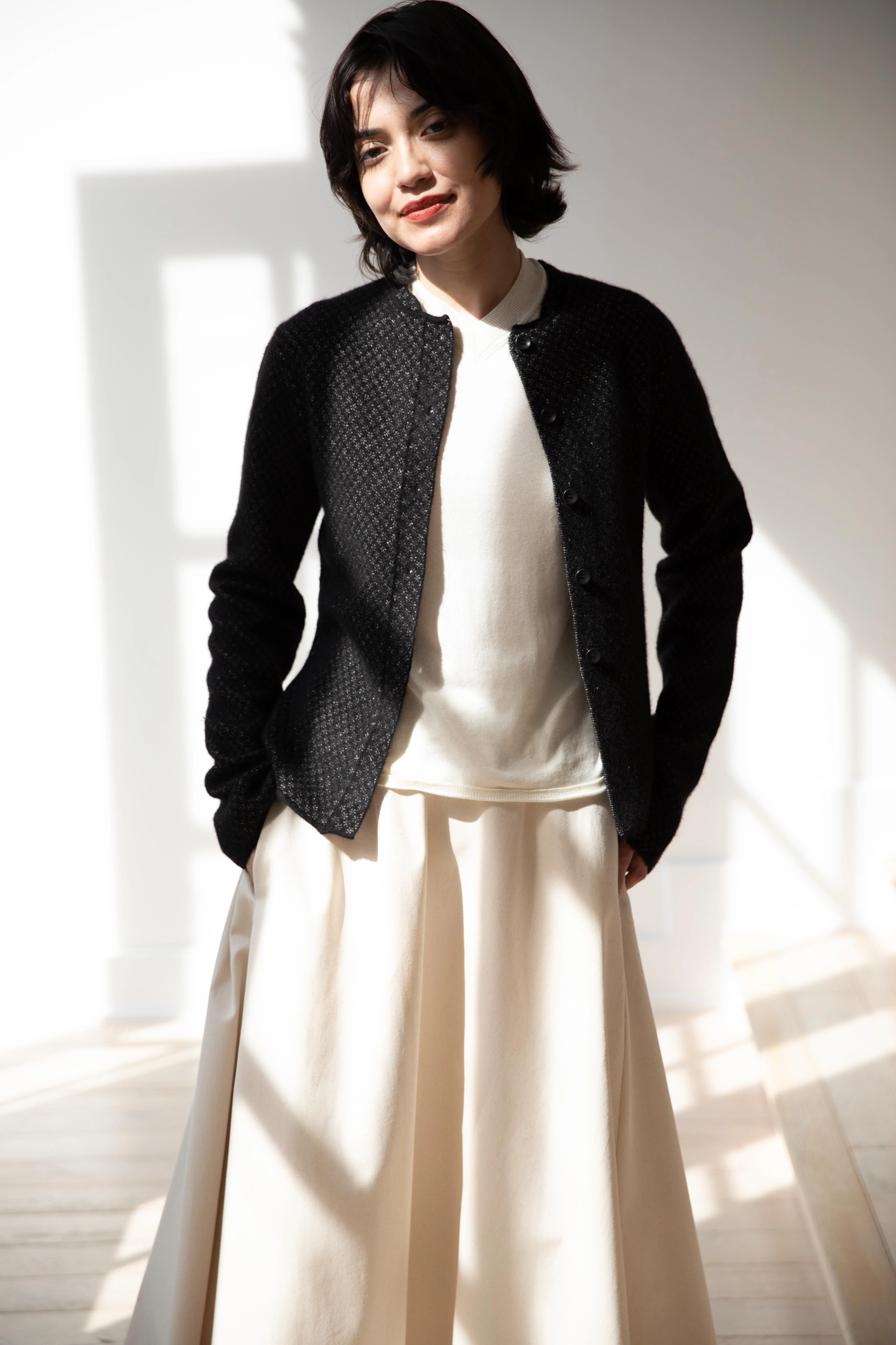 Grey's | Fitted Pointelle Jacket in Black - Image 17
