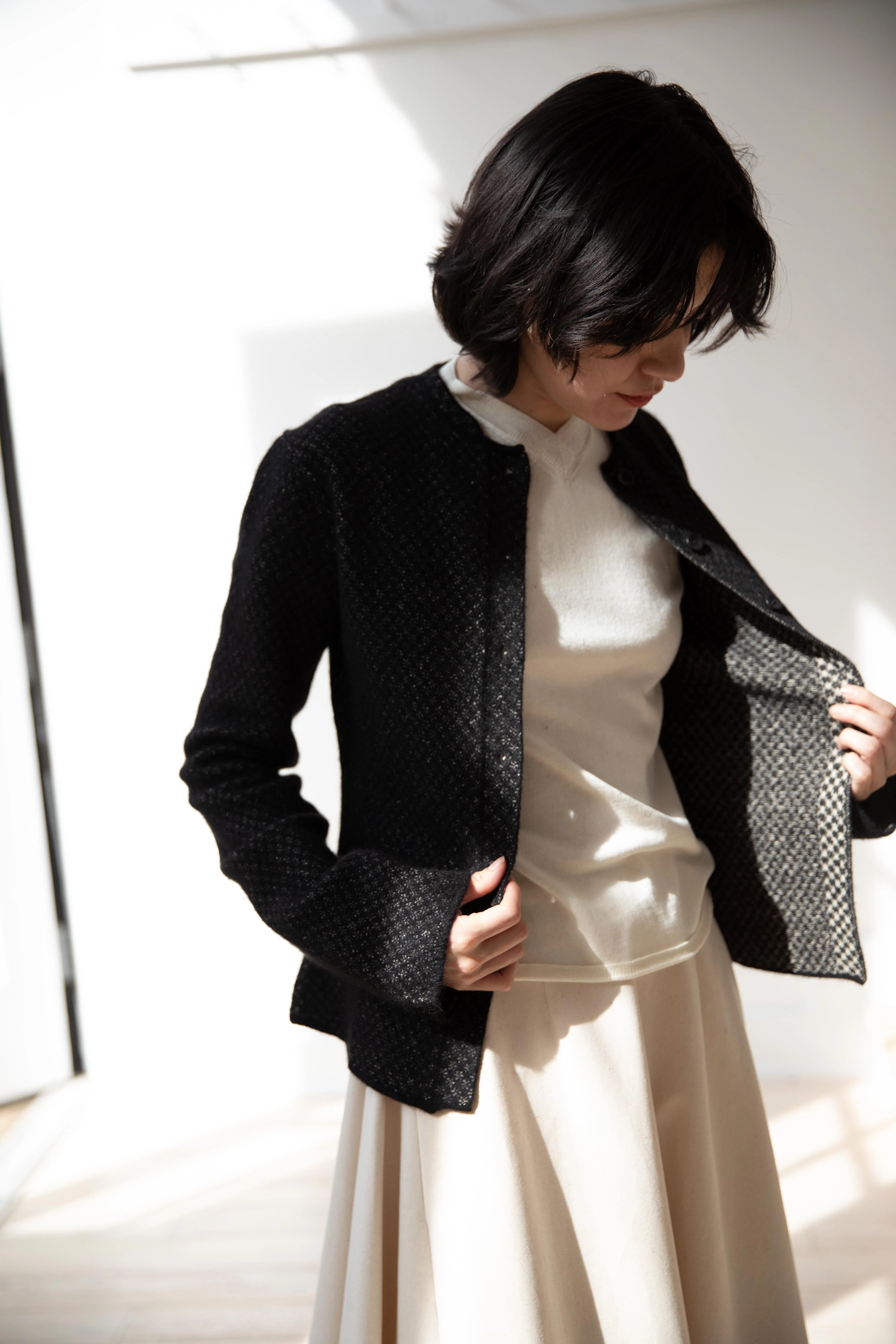 Grey's | Fitted Pointelle Jacket in Black - Image 21