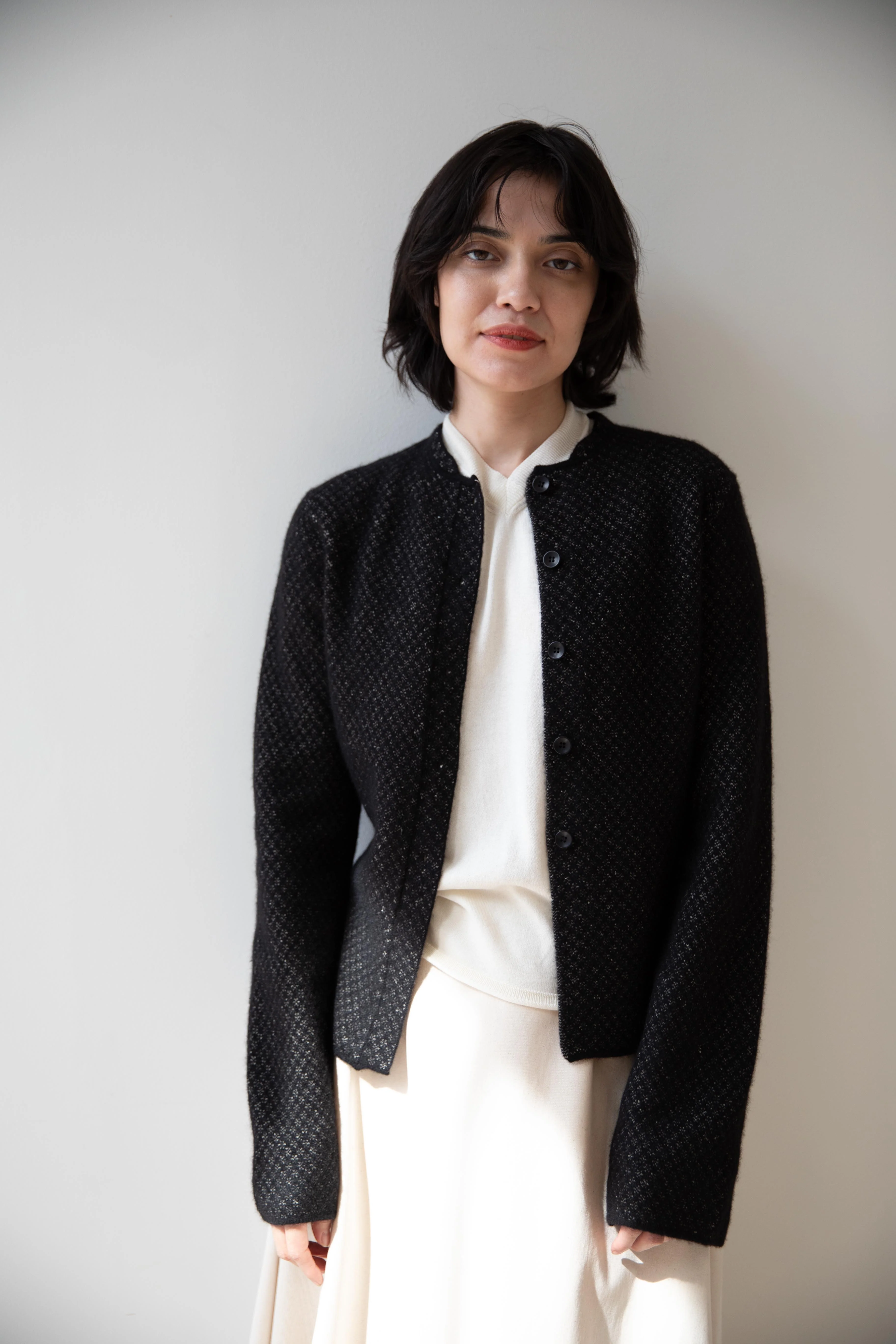 Grey's | Fitted Pointelle Jacket in Black - Image 30