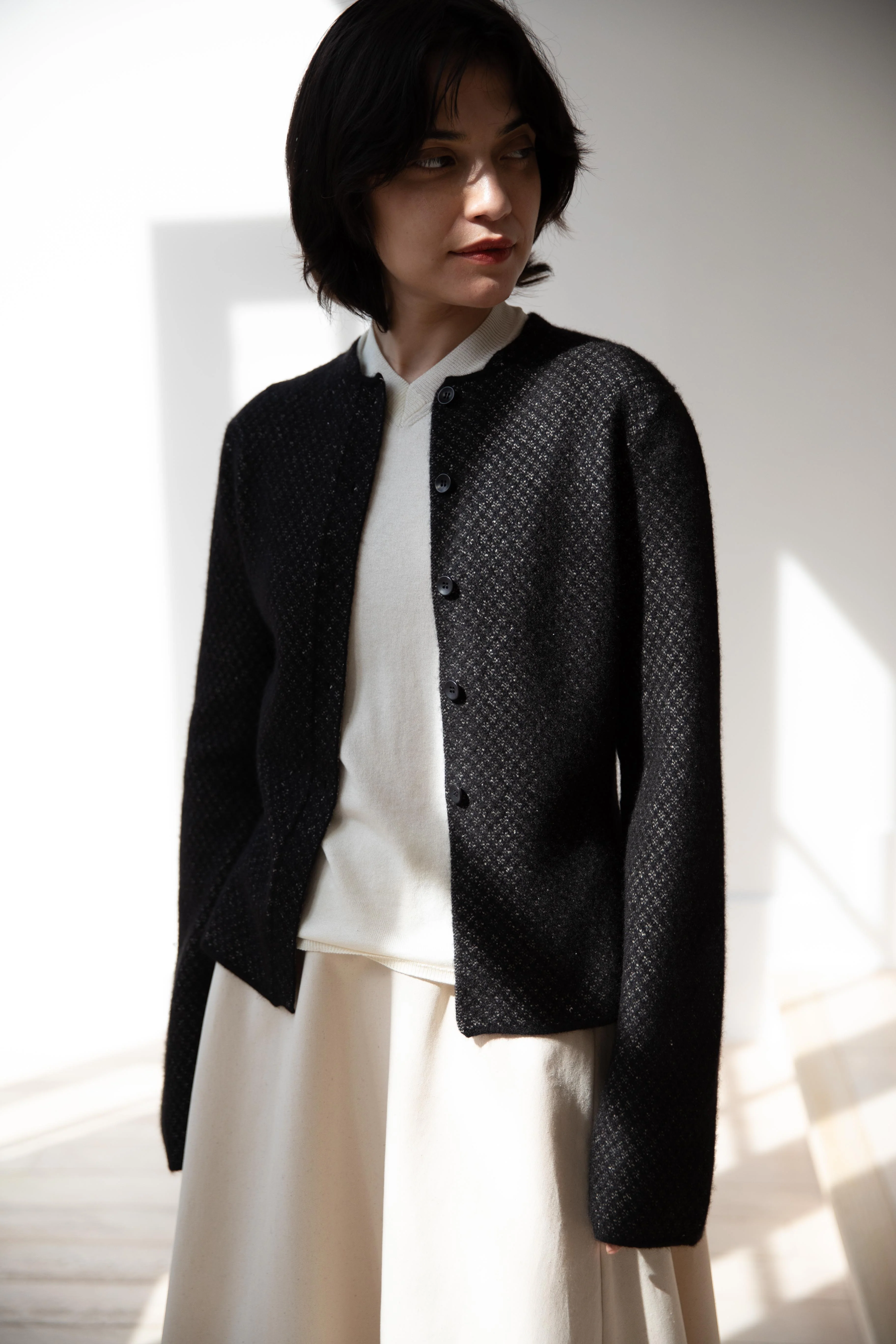 Grey's | Fitted Pointelle Jacket in Black - Image 7