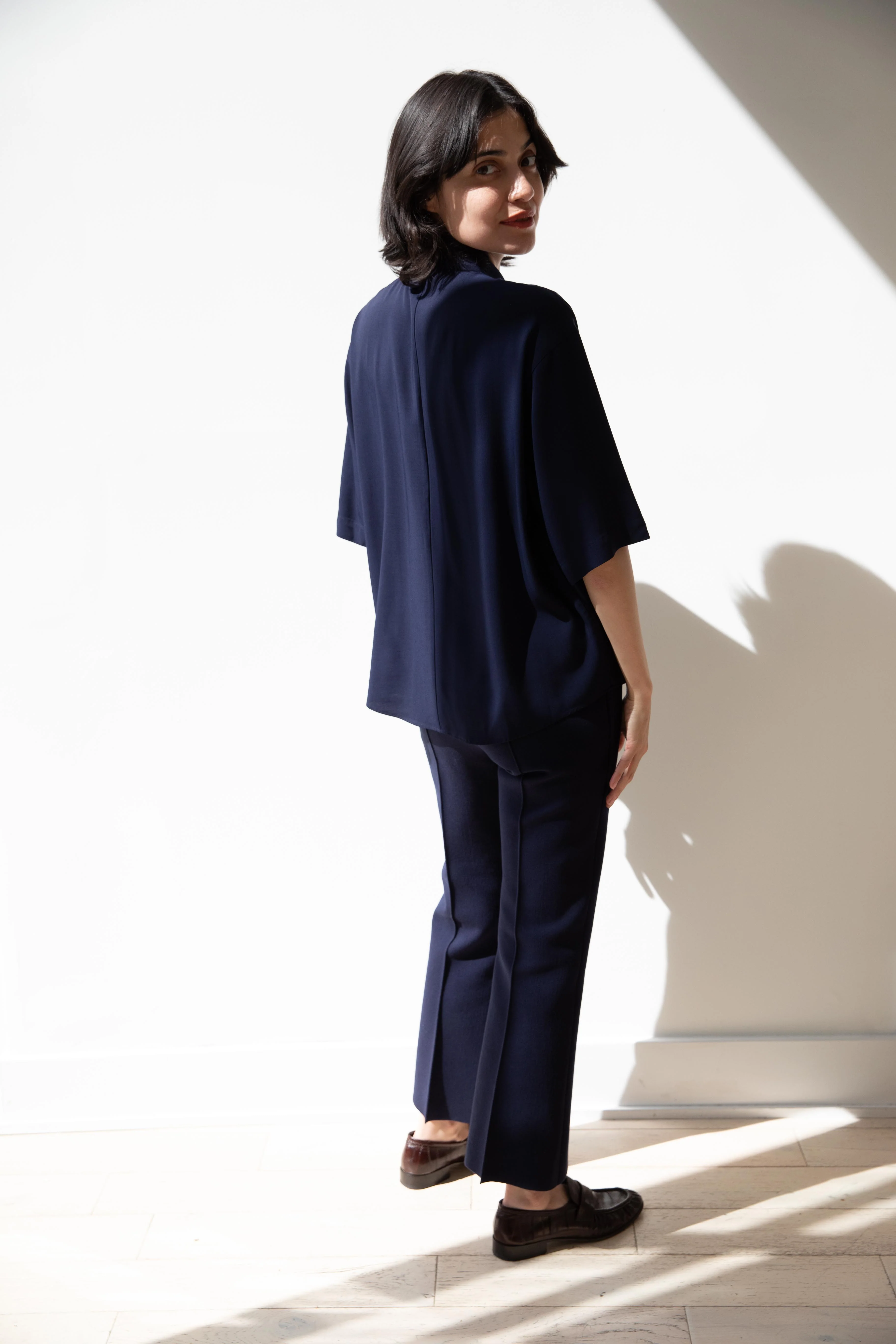 High Sport | Tonal Stripe Kick Pants in Dark Navy - Image 6
