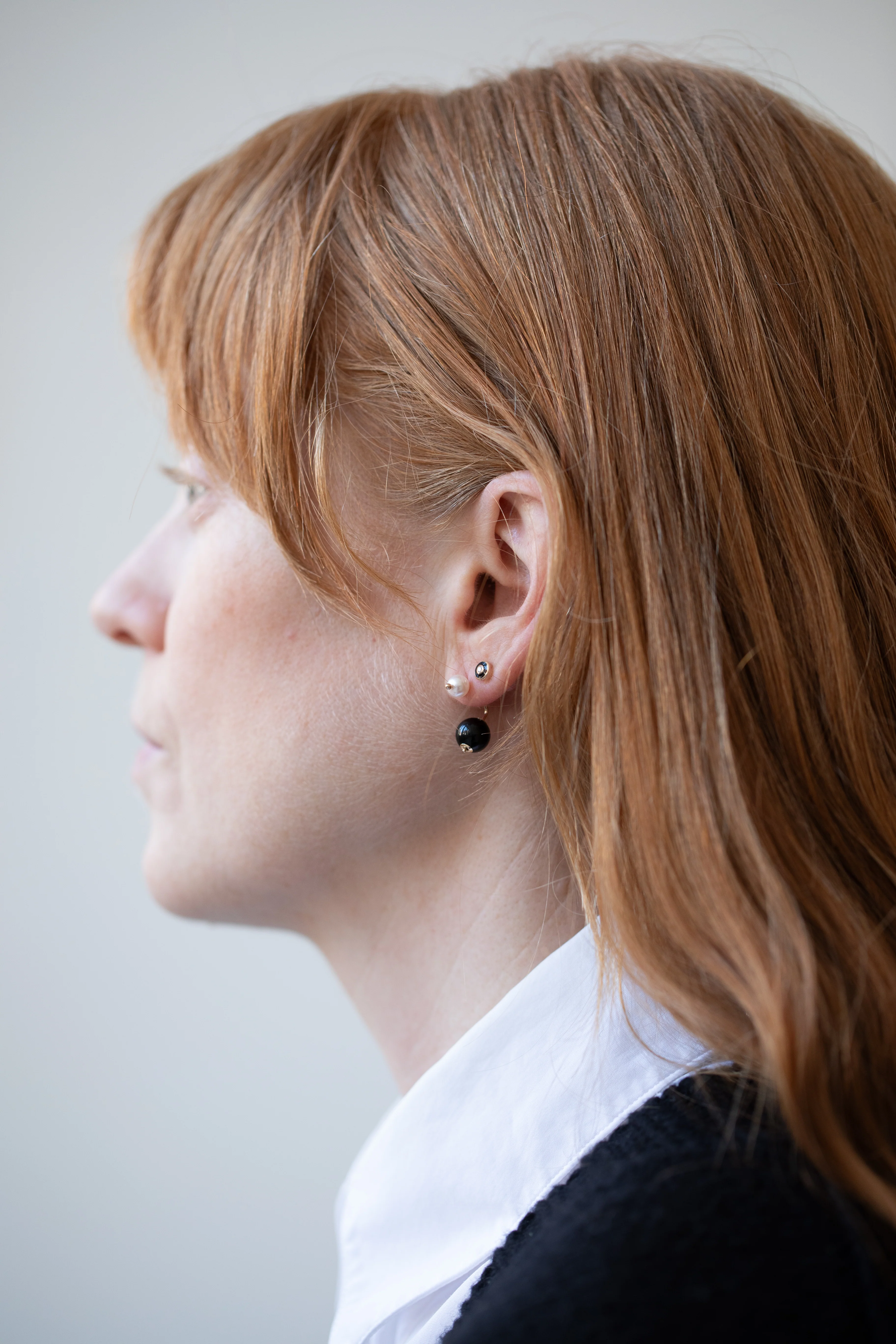 Hirotaka | Bumble Bee Pearl & Onyx Earrings - Image 4