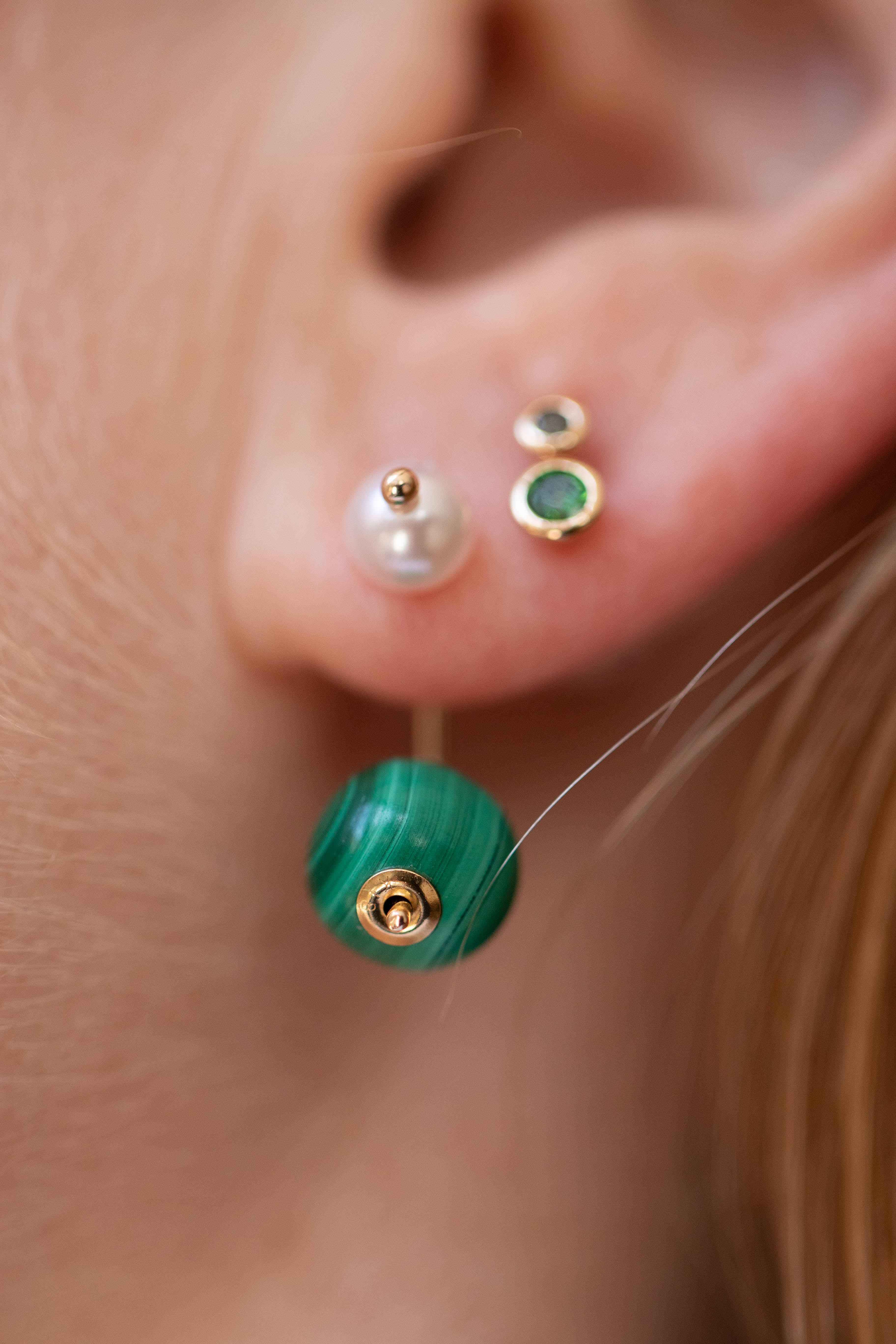 Hirotaka | Drosera Green Garnet & Black Diamond Stud Earrings - Image 10