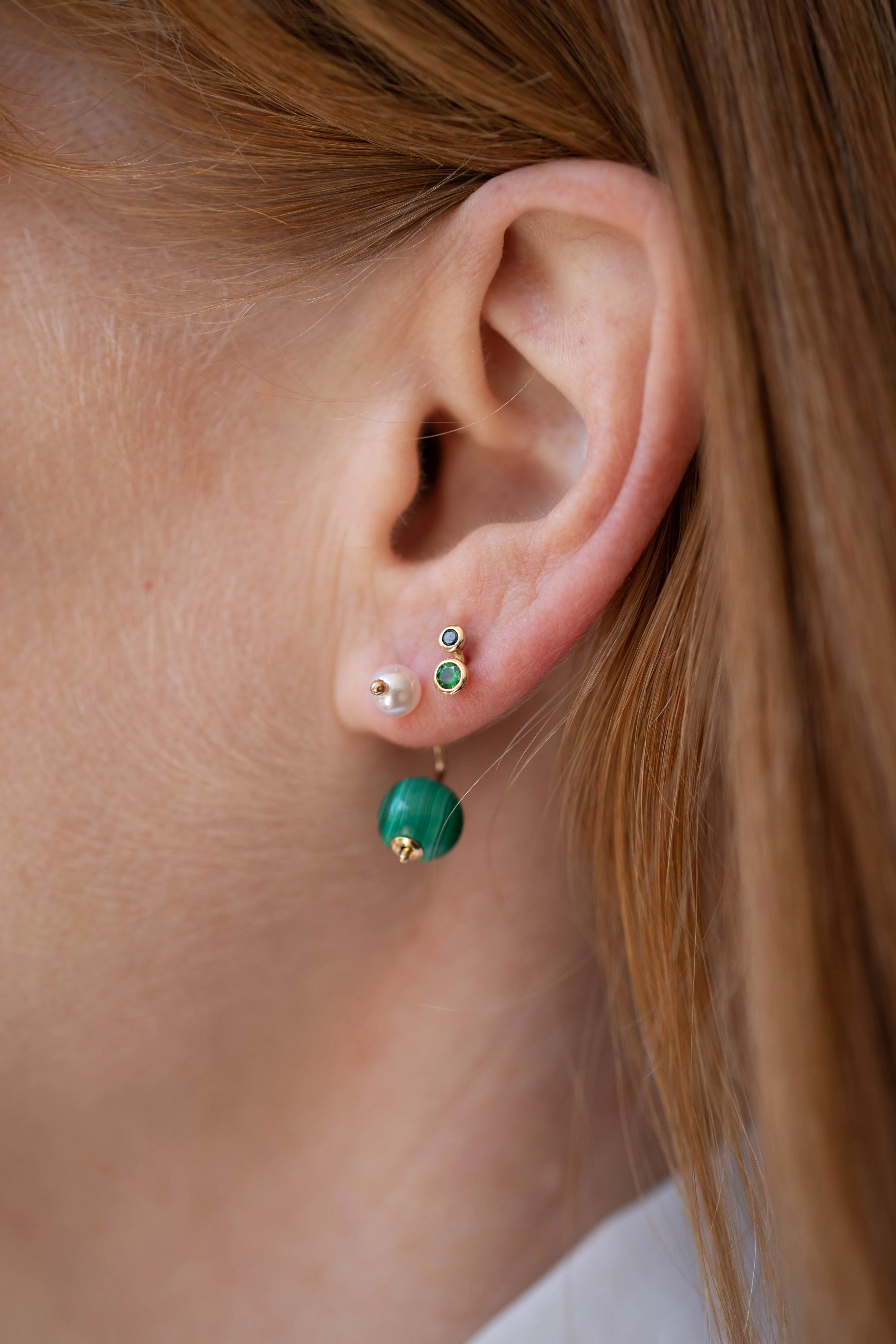 Hirotaka | Drosera Green Garnet & Black Diamond Stud Earrings - Image 7