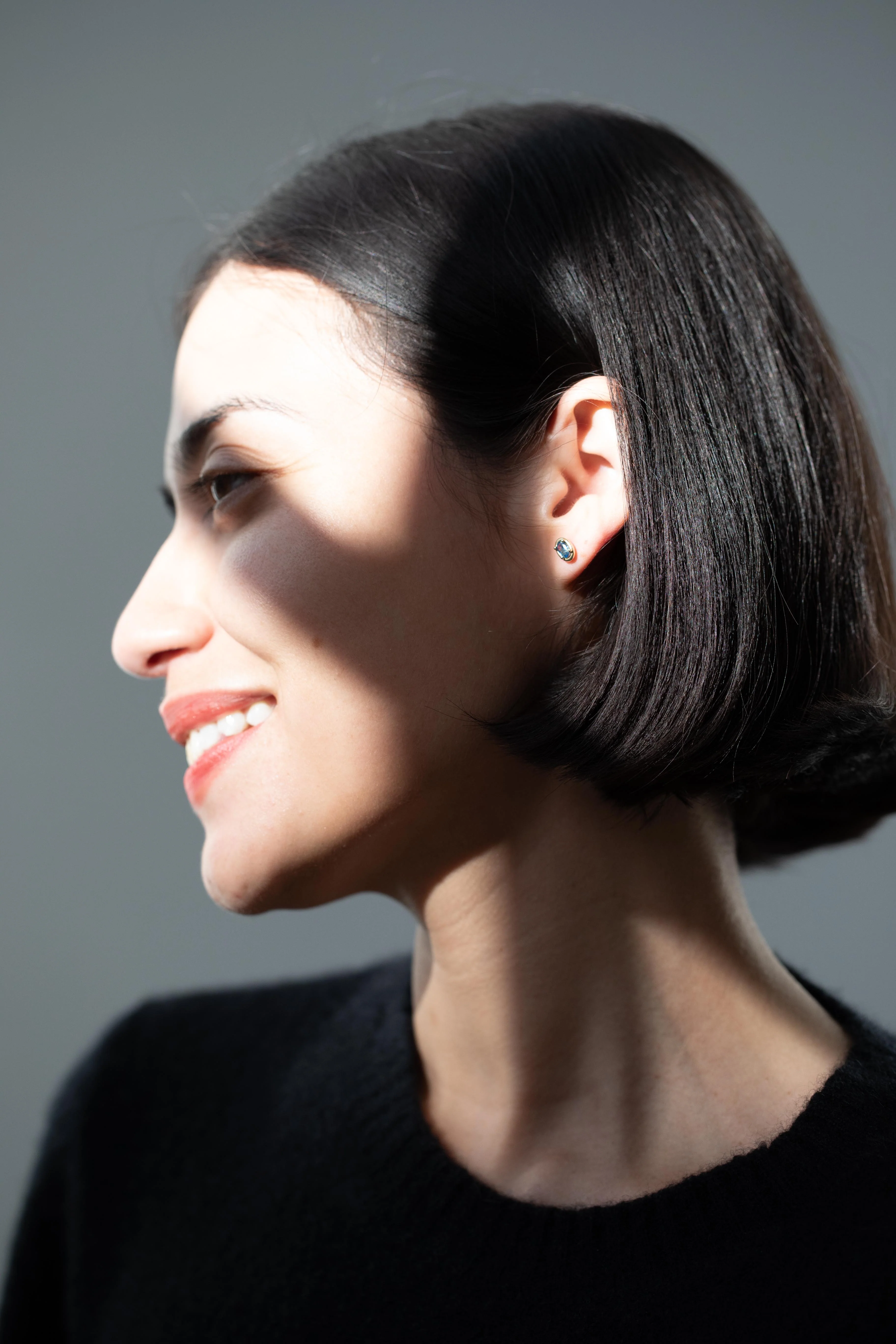 Kathryn Bentley | Blue Sapphire Ellipse Studs - Image 2