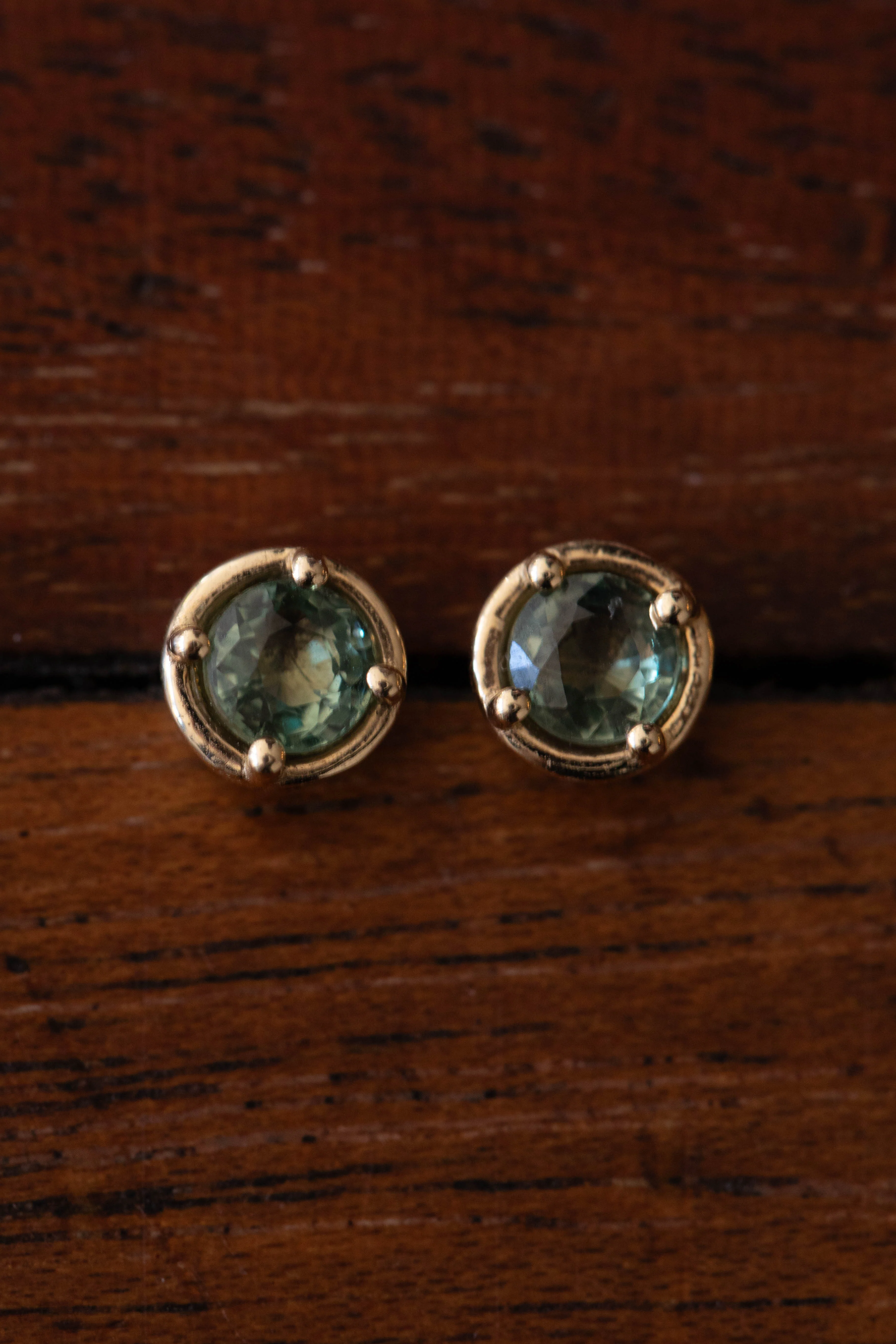 Kathryn Bentley | Large Dot Studs in Green Sapphire - Image 8