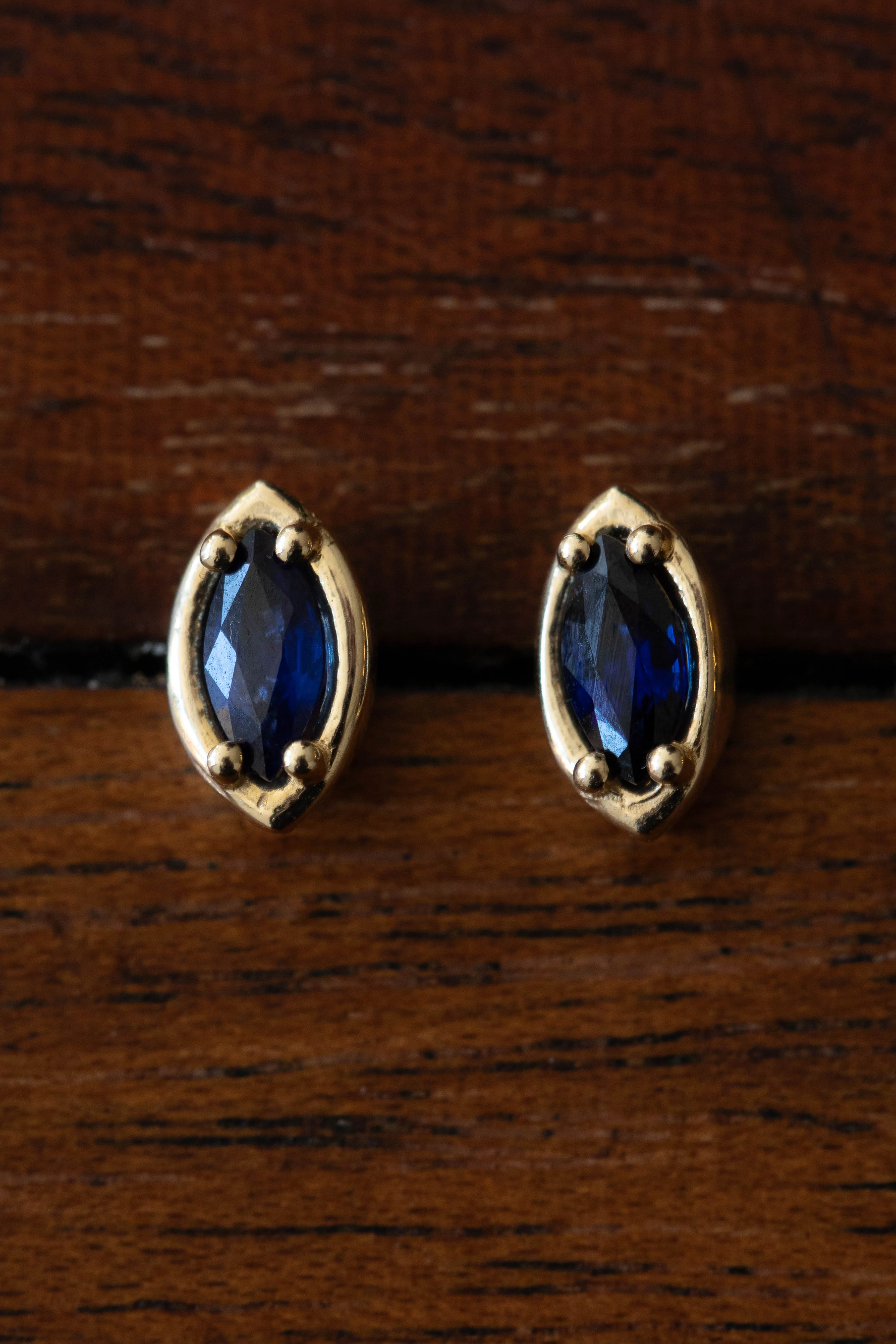 Kathryn Bentley | Marquise Studs in Deep Blue Sapphire - Image 3