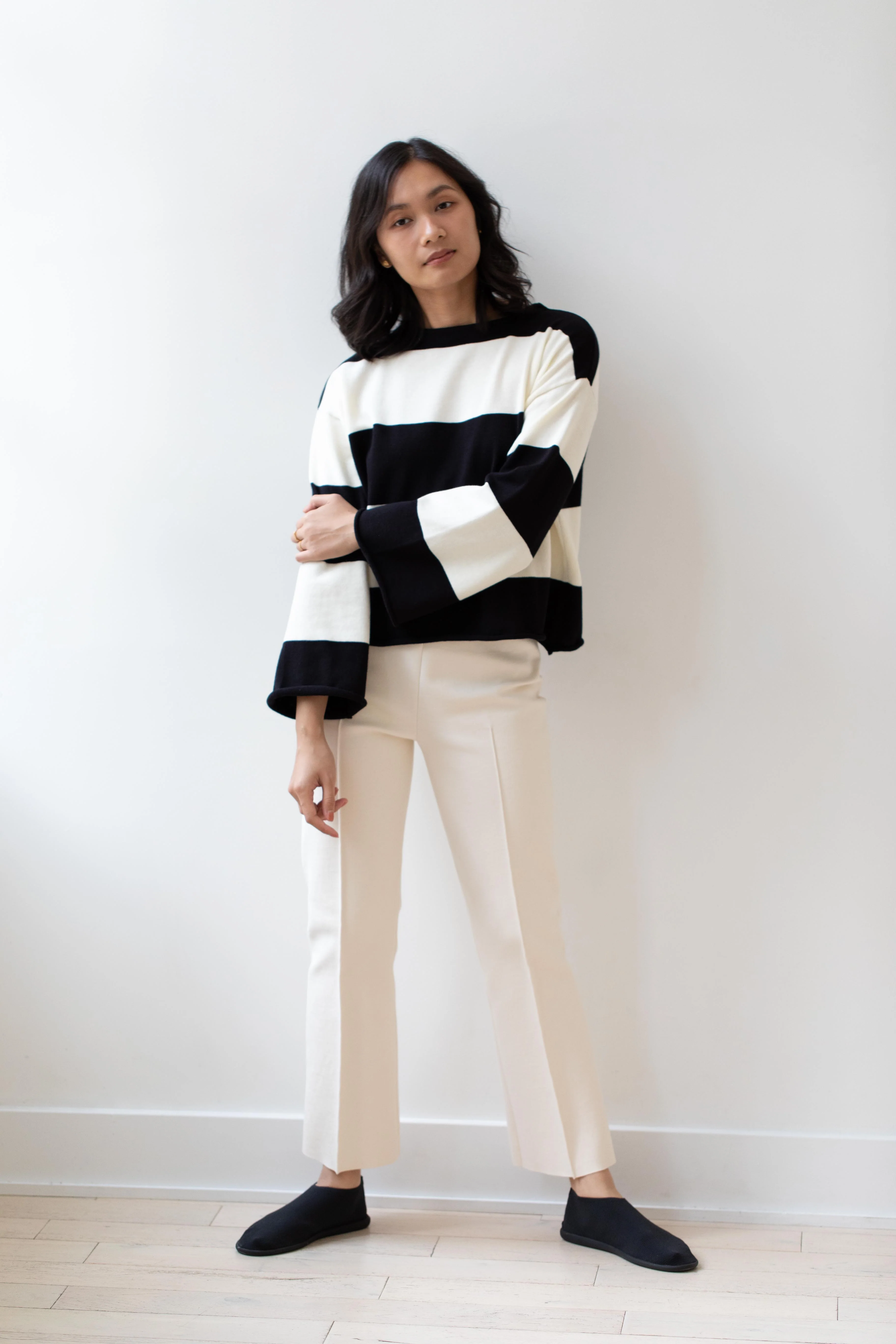 Laboratory | Wide Border Knit Pull in Black & White - Image 6