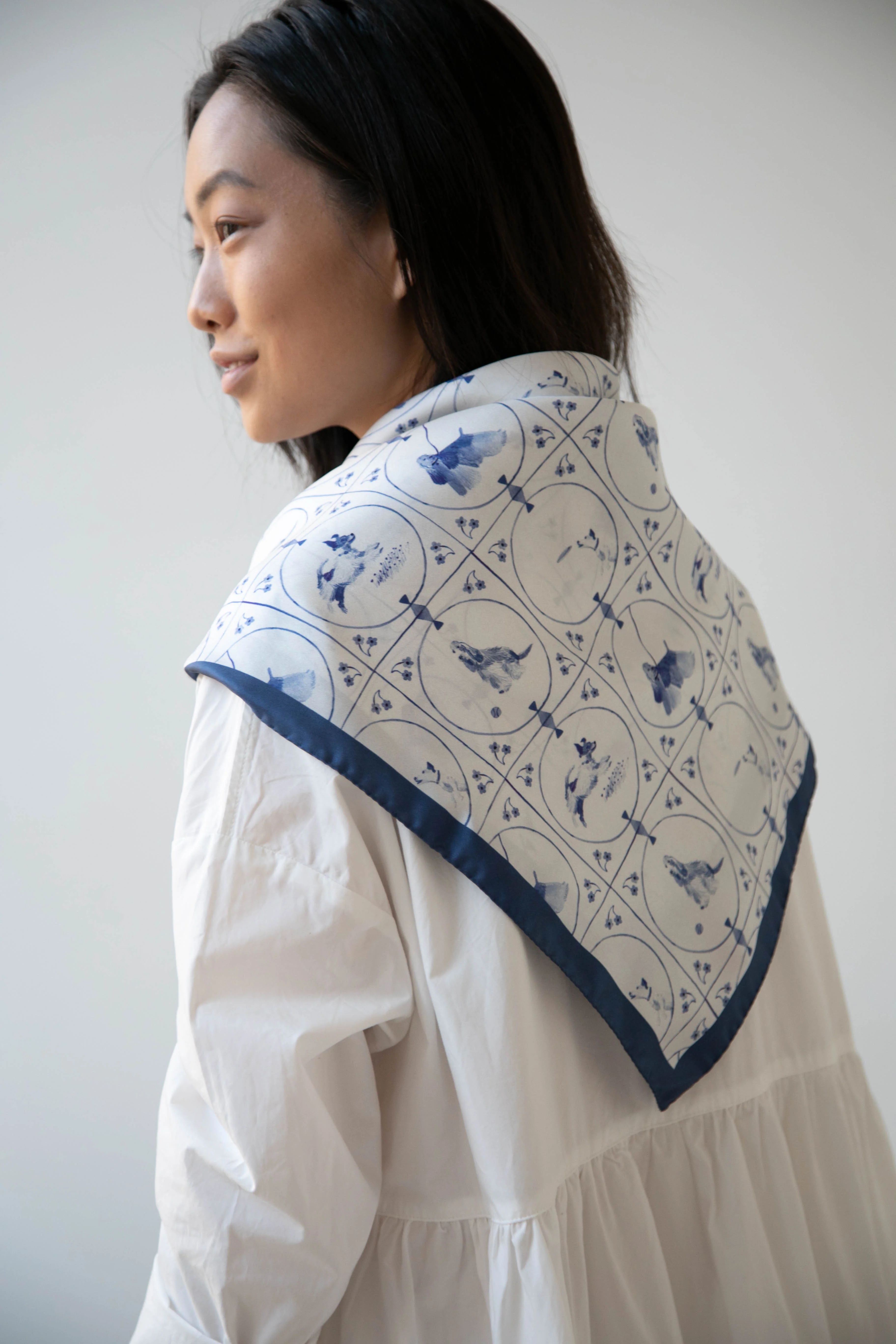 Lettie Briggs Delft Tile Pups Silk Scarf - Image 15
