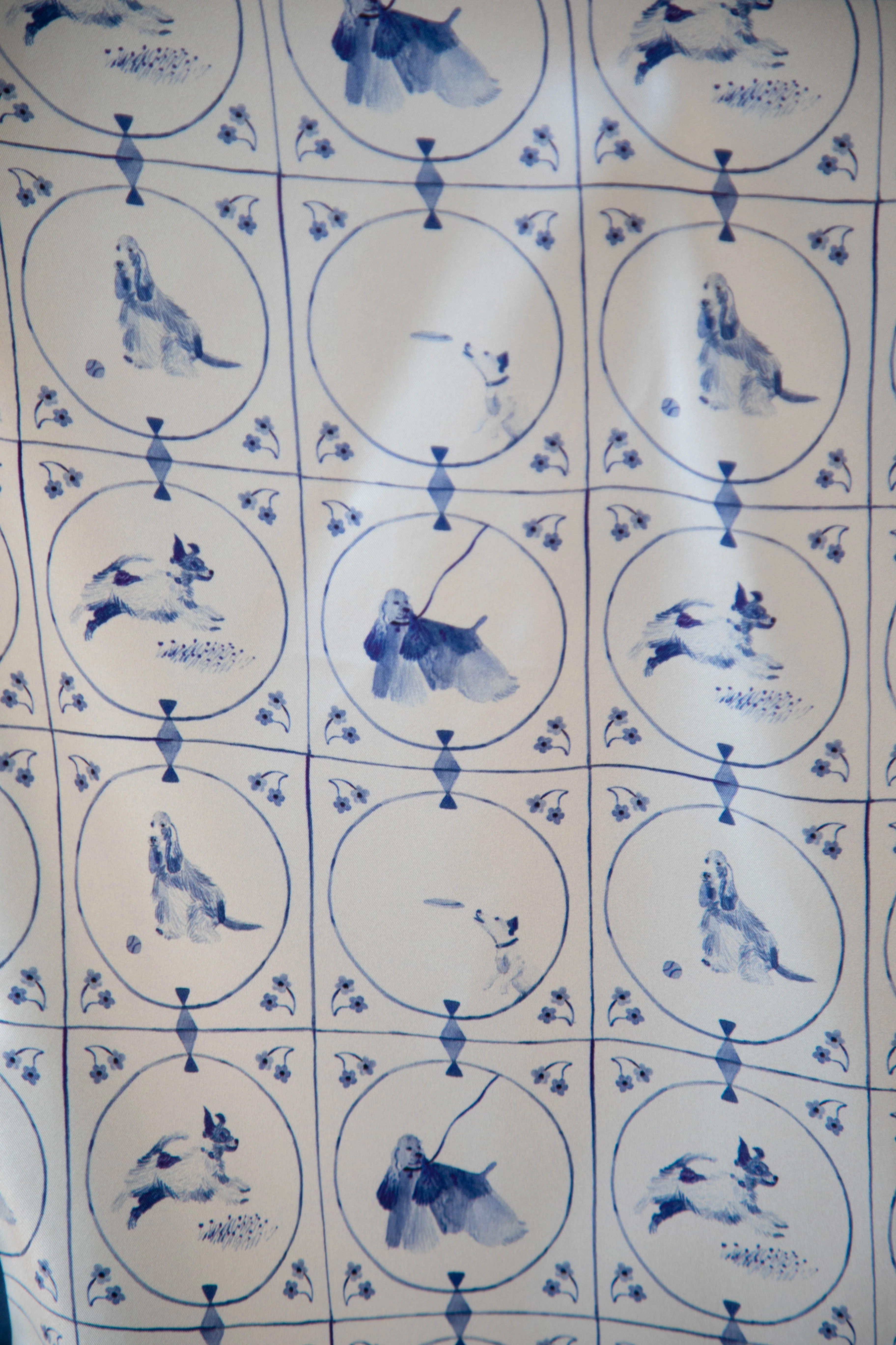 Lettie Briggs Delft Tile Pups Silk Scarf - Image 6