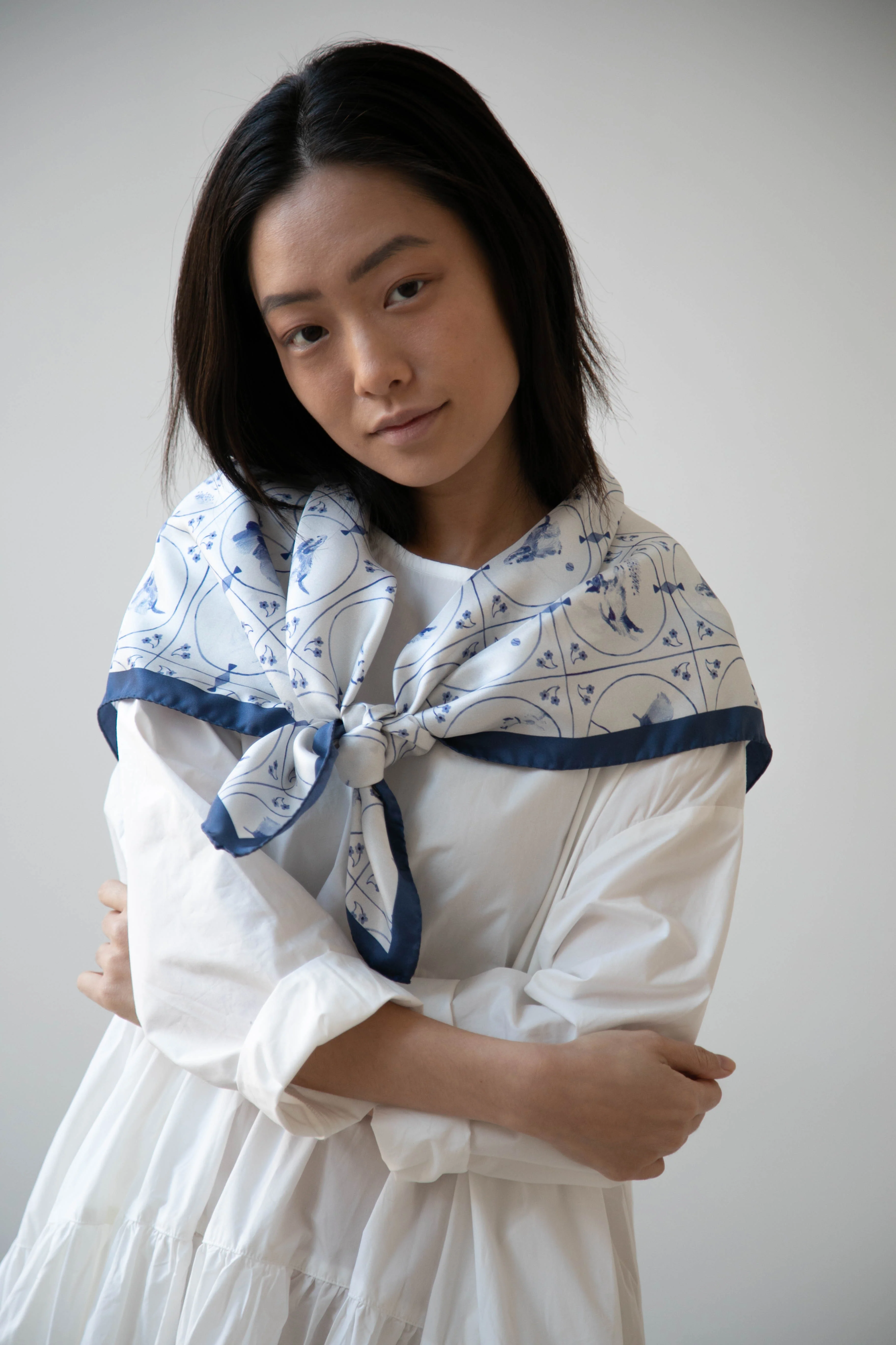 Lettie Briggs Delft Tile Pups Silk Scarf - Image 8