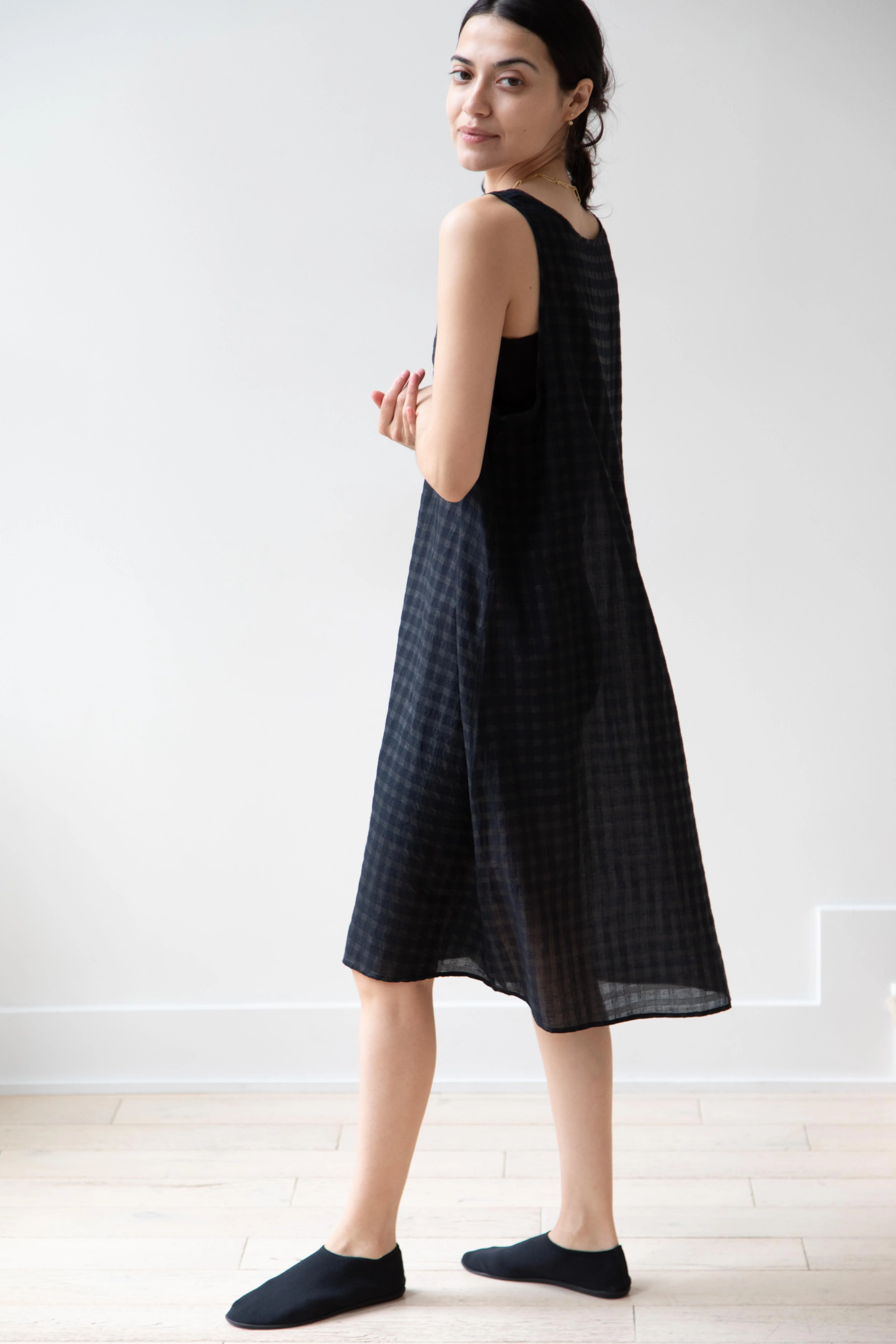 Maison de Soil | Check Sleeveless Dress in Black - Image 3