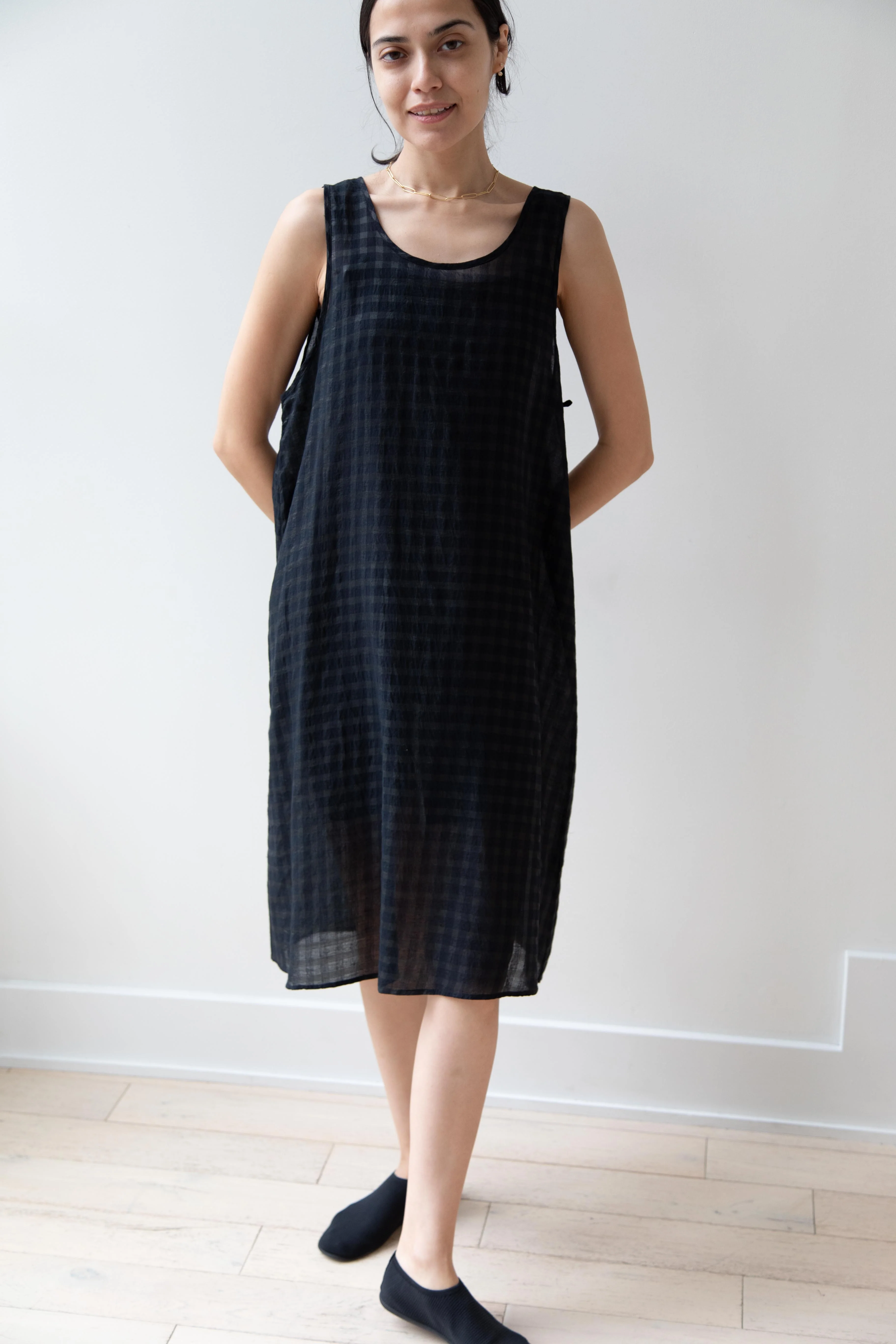 Maison de Soil | Check Sleeveless Dress in Black - Image 8