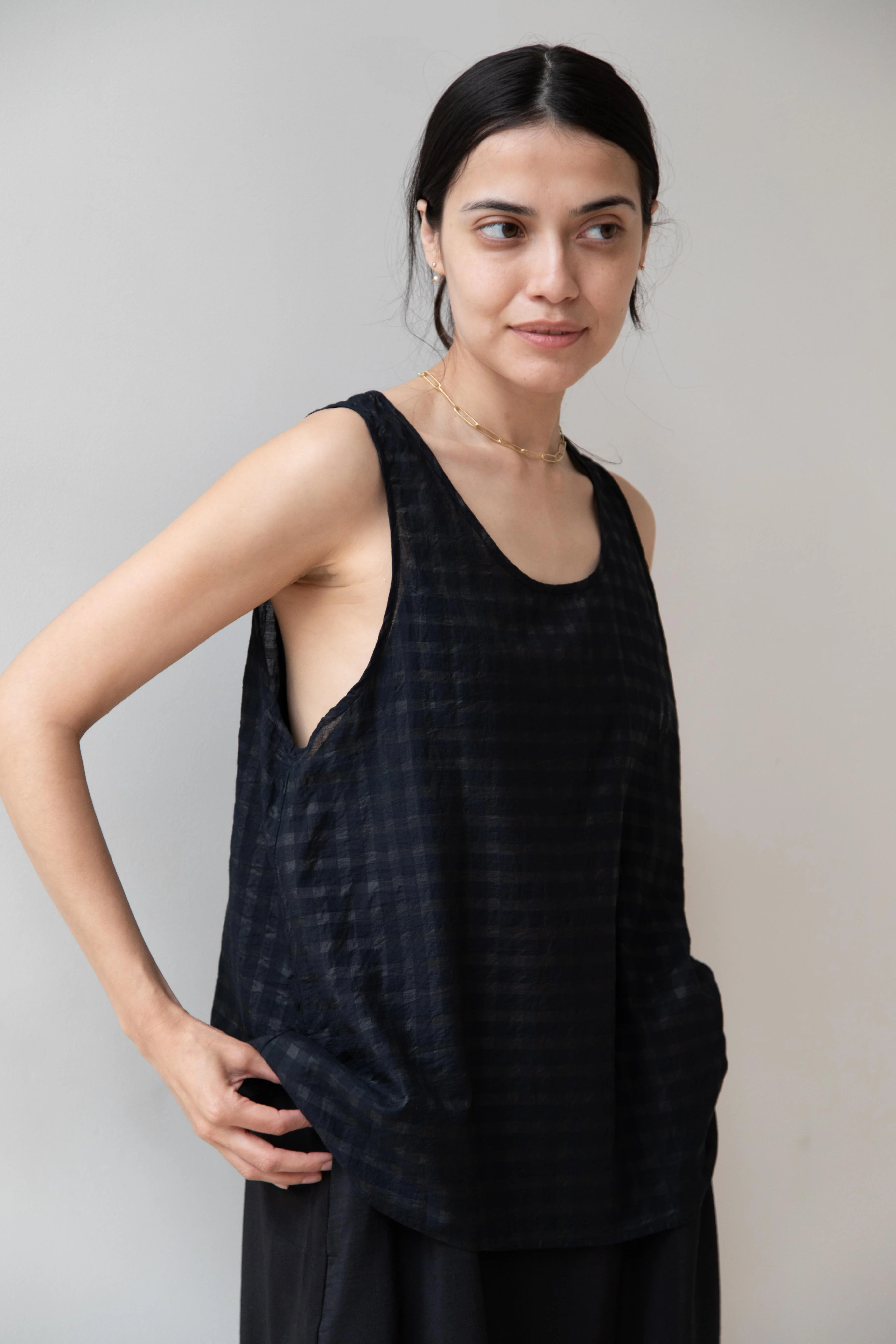 Maison de Soil | Check Sleeveless Tank Top in Black - Image 19