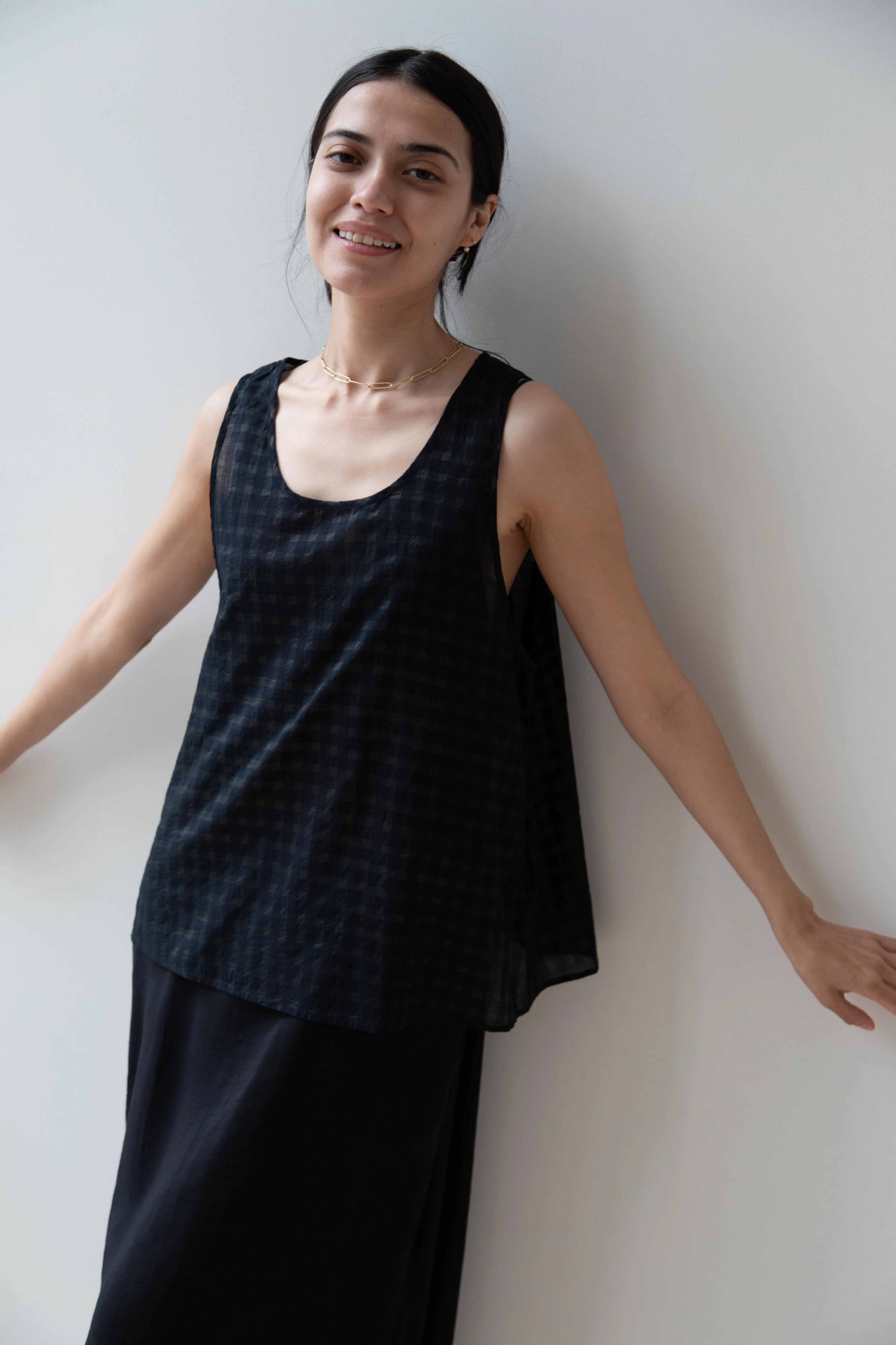 Maison de Soil | Check Sleeveless Tank Top in Black - Image 6