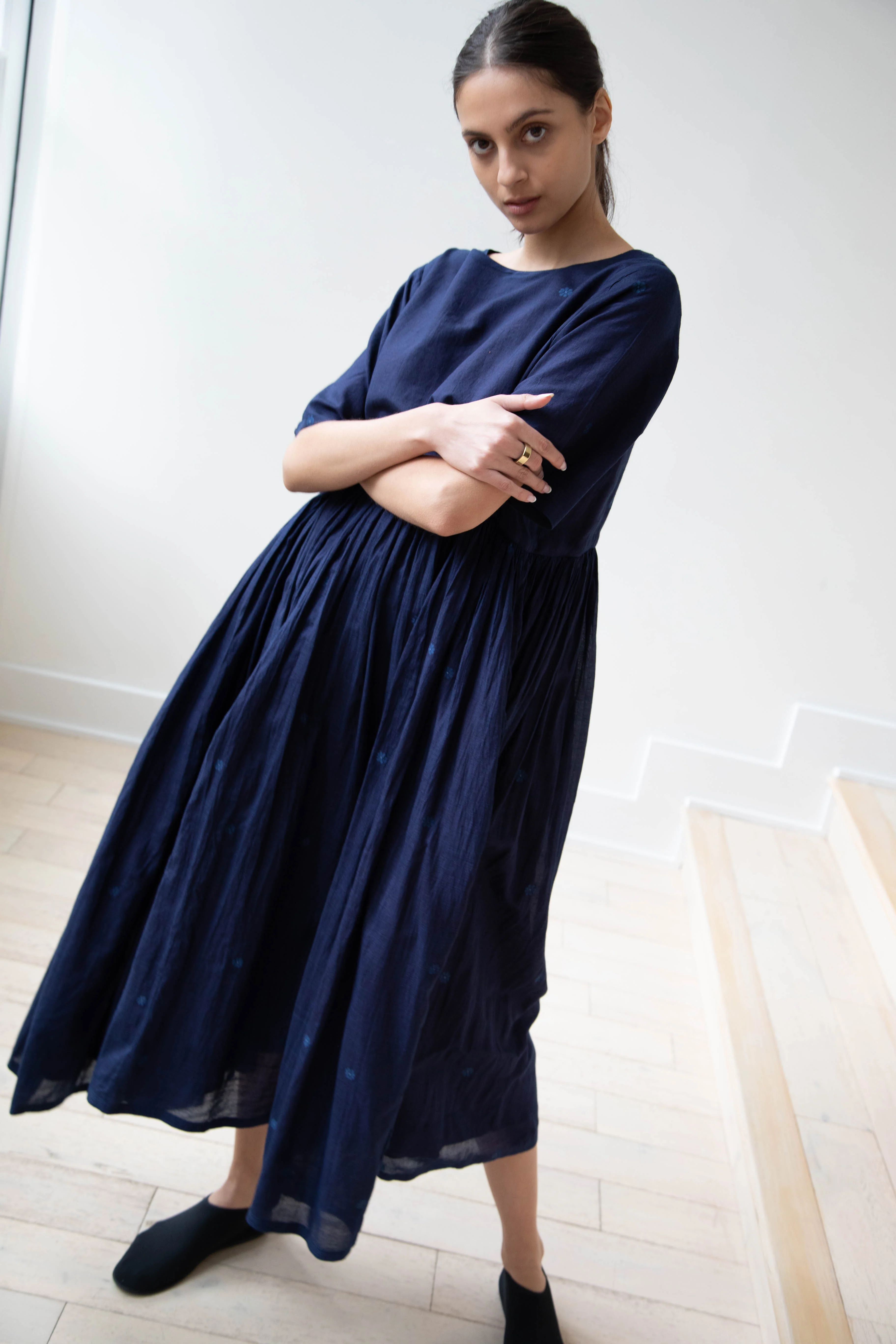 Maku | Eastern Paper Dress in Indigo Jamdani - Image 21