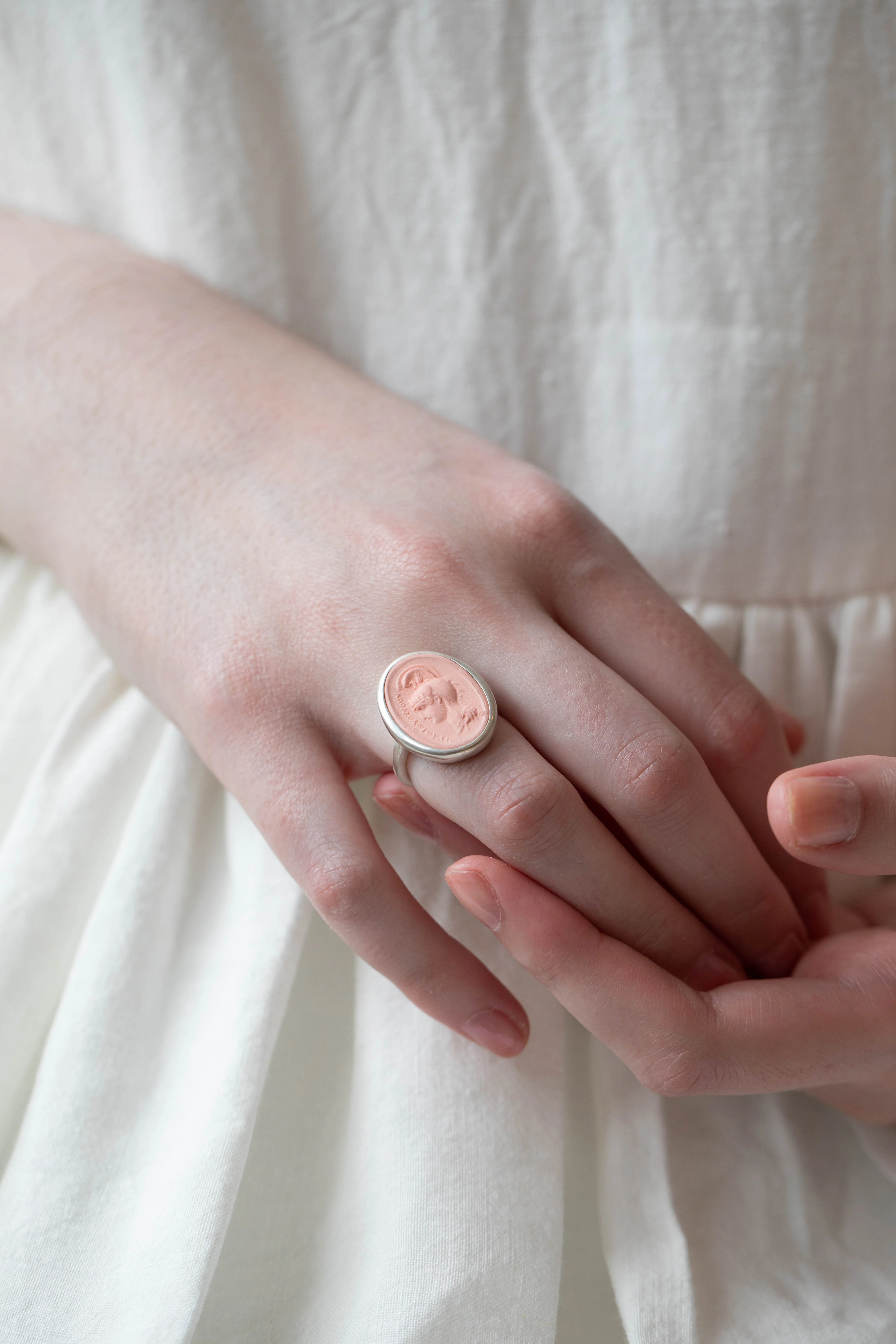 Marcie McGoldrick | Porcelain Cameo Ring- Apollo Coral - Image 2