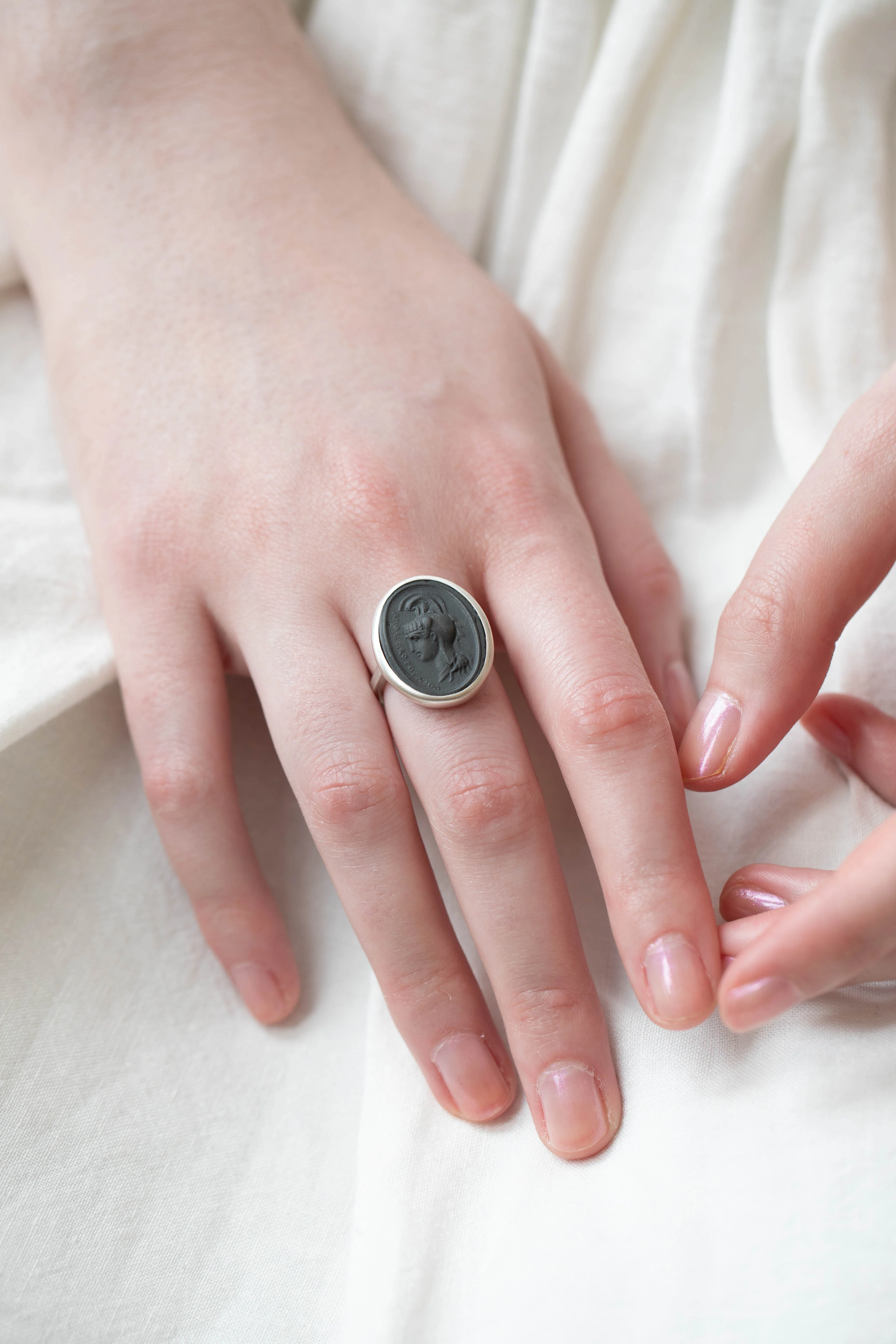 Marcie McGoldrick | Porcelain Cameo Ring- Apollo Onyx - Image 5