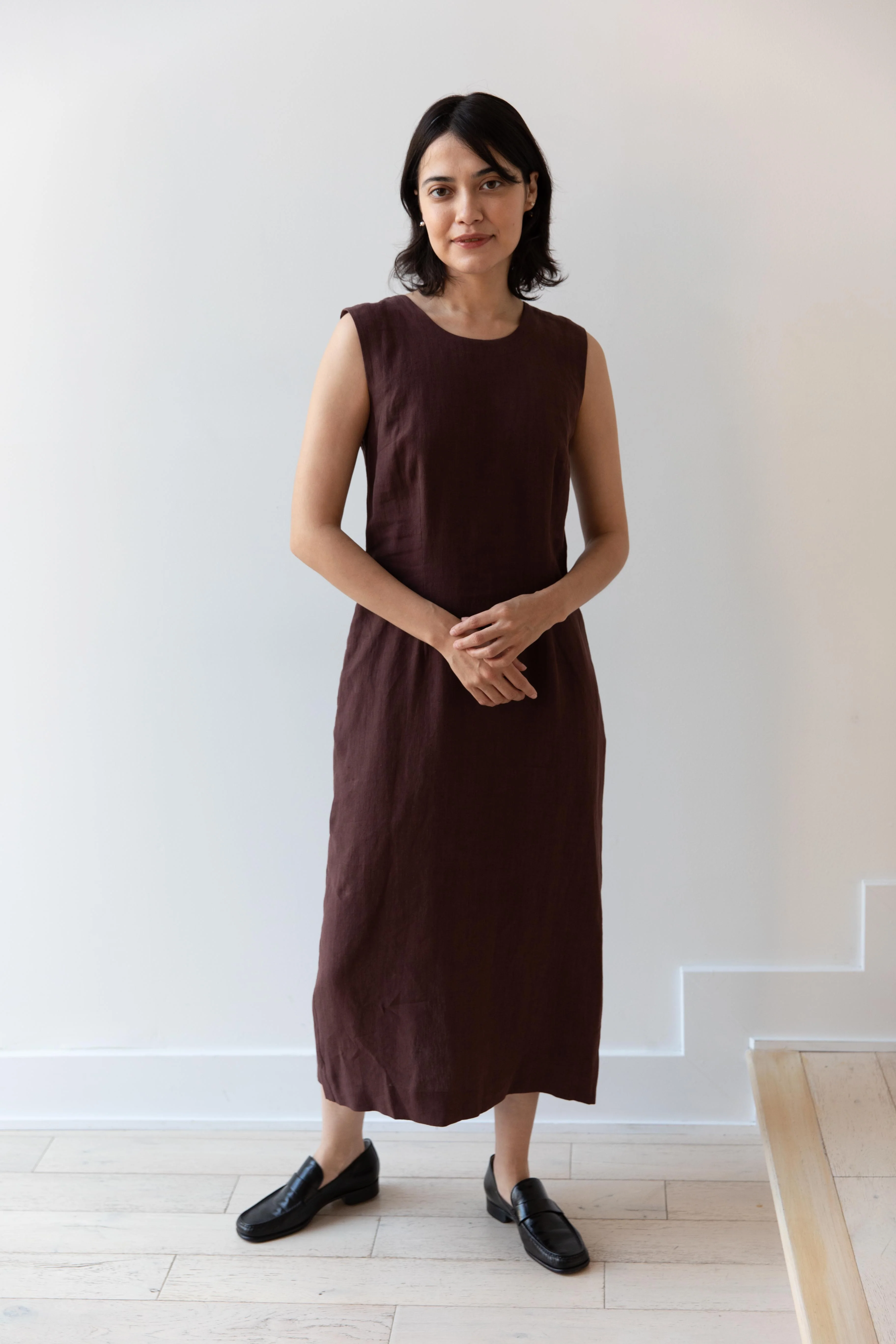 Margaret Howell | Back Button Dress in Mahogany - Image 9