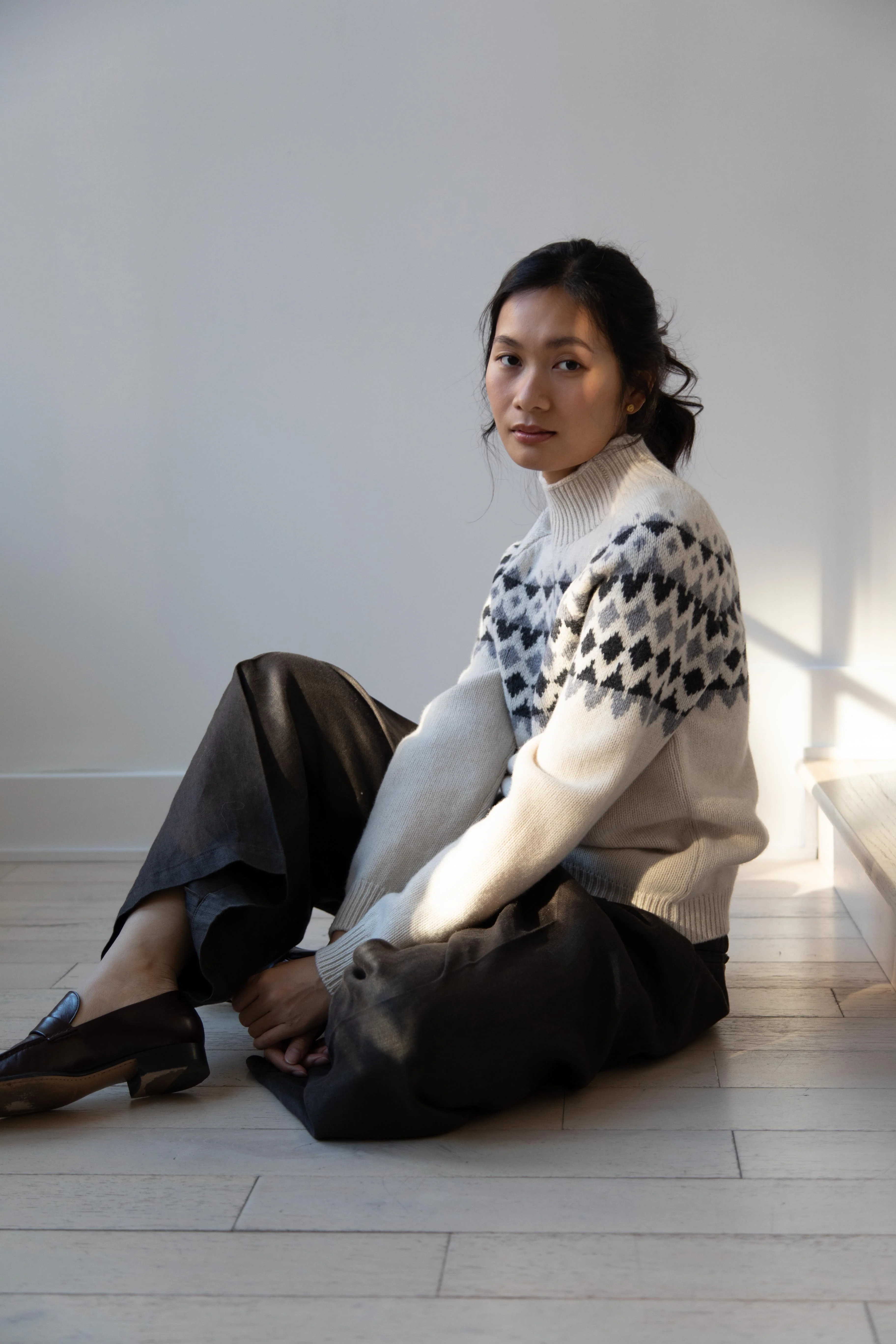 Margaret Howell | Fairisle Merino Cashmere Sweater in Ecru - Image 2